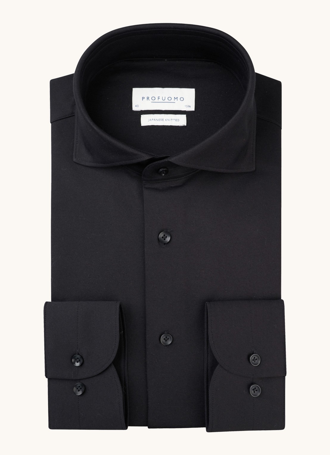 Profuomo Slim fit Japanese knitted shirt - voorkant 5 zwart