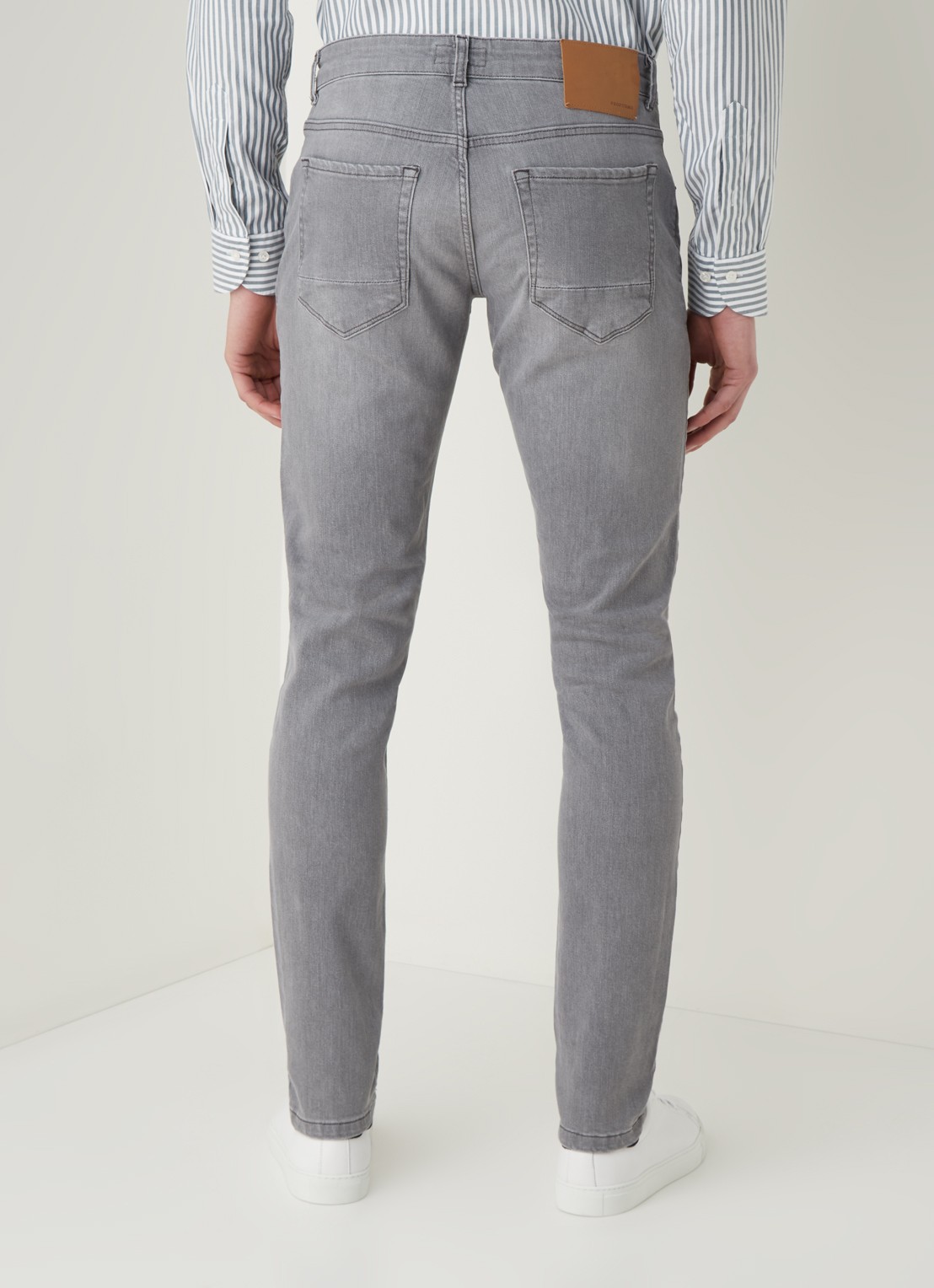 Profuomo Slim fit jeans met stretch  - achterkant middengrijs