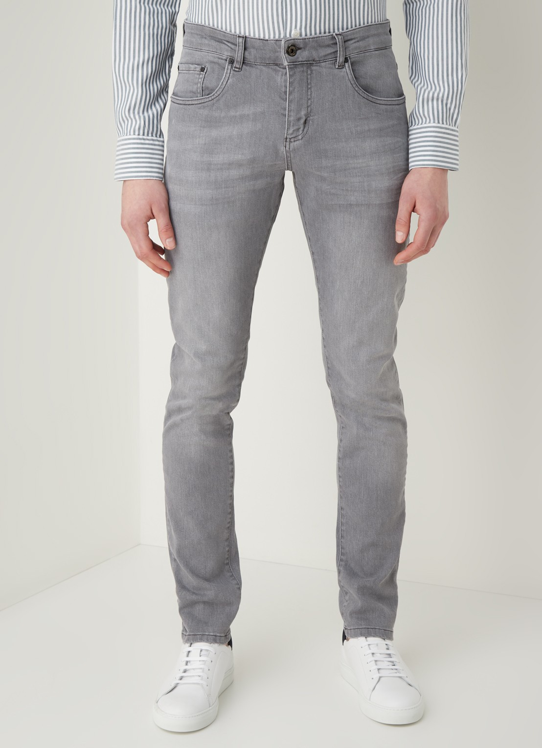 Profuomo Slim fit jeans met stretch  - detail 2 middengrijs