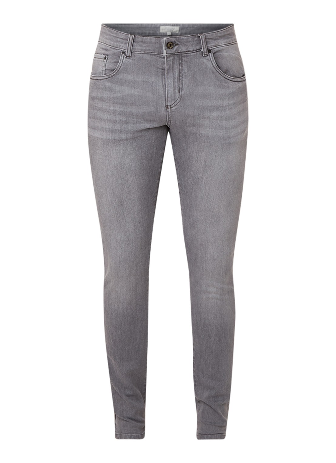 Profuomo Slim fit jeans met stretch  - voorkant 5 middengrijs