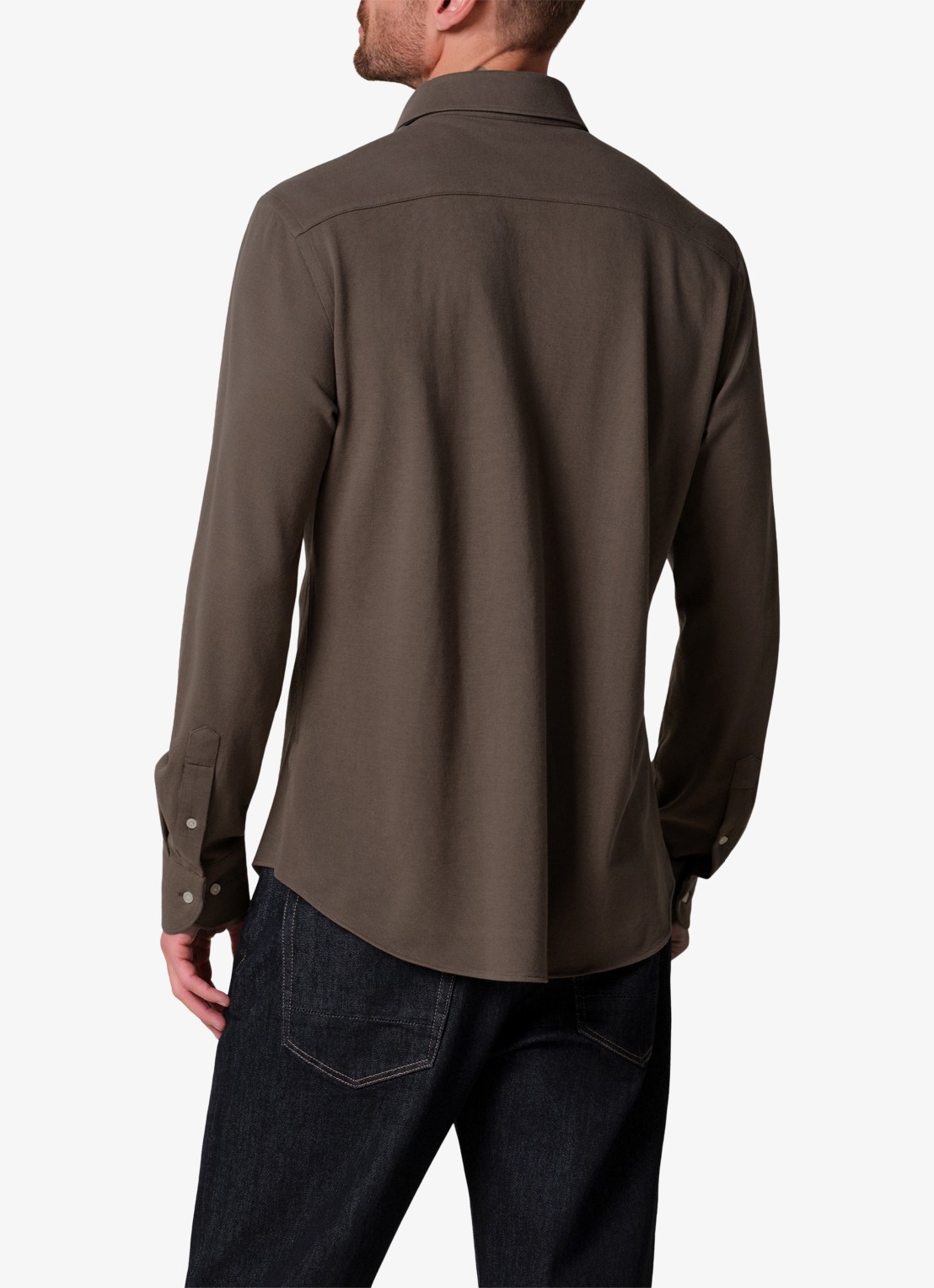 Profuomo Slim fit knitted shirt overhemd - achterkant taupe