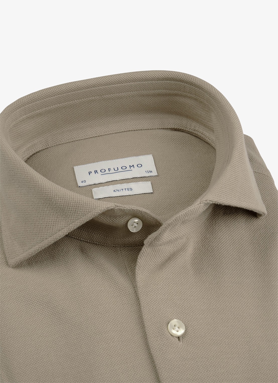 Profuomo Slim fit knitted shirt overhemd - detail 2 beige