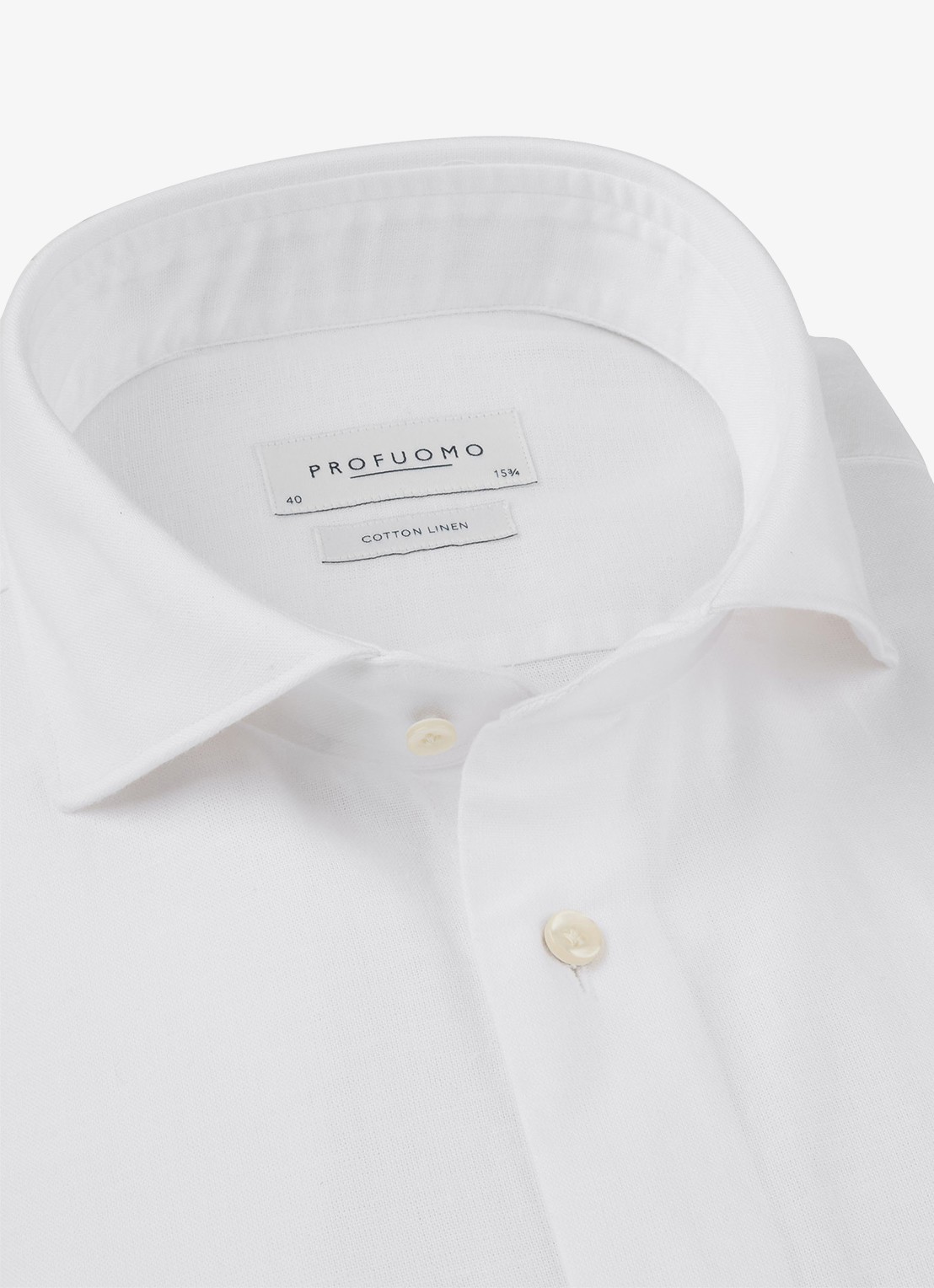 Profuomo Slim fit overhemd in linnenblend - detail wit