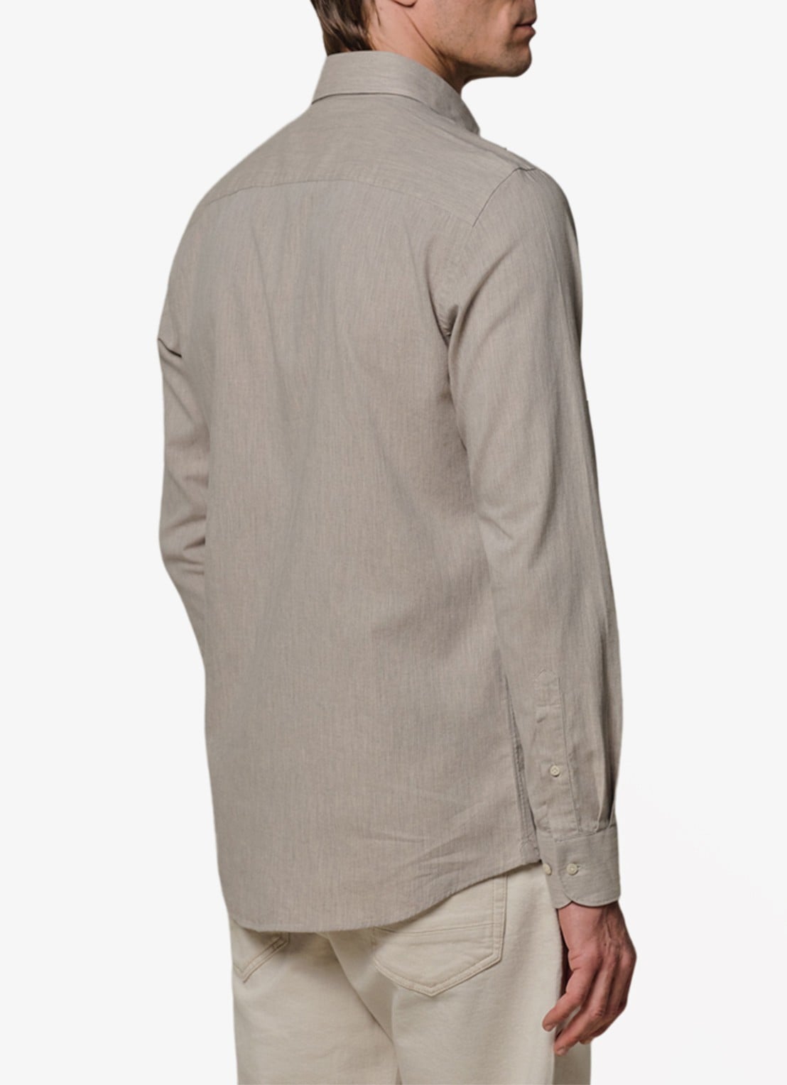 Profuomo Slim fit overhemd in linnenblend - achterkant beige