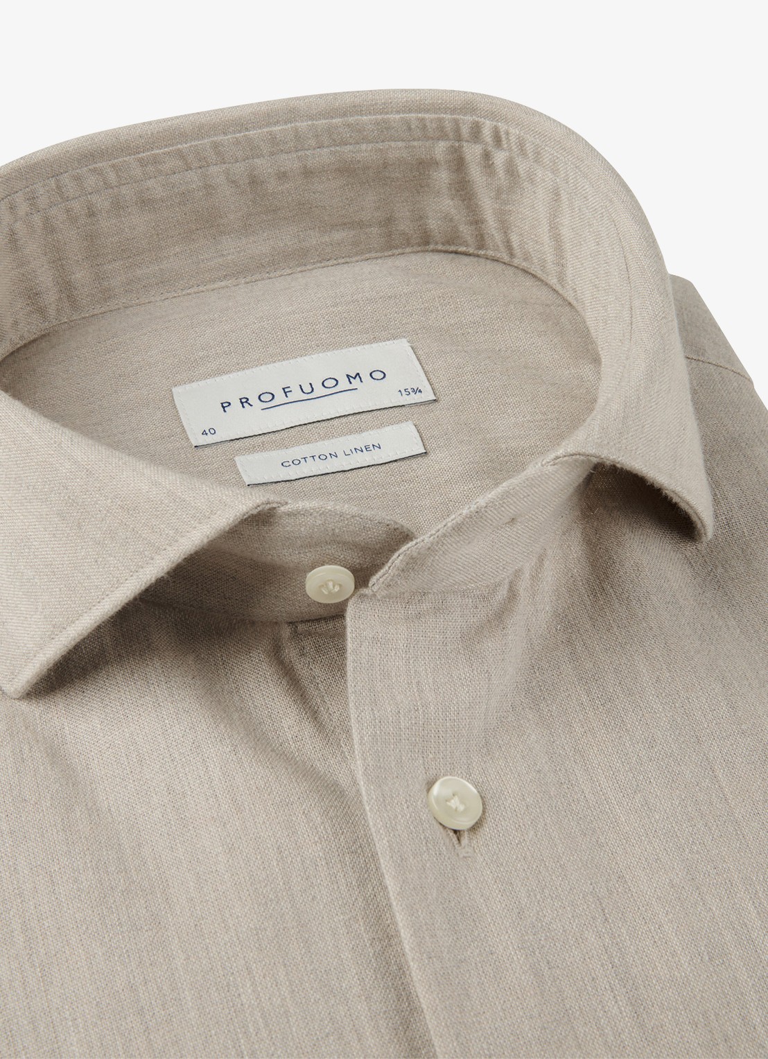 Profuomo Slim fit overhemd in linnenblend - detail 5 beige
