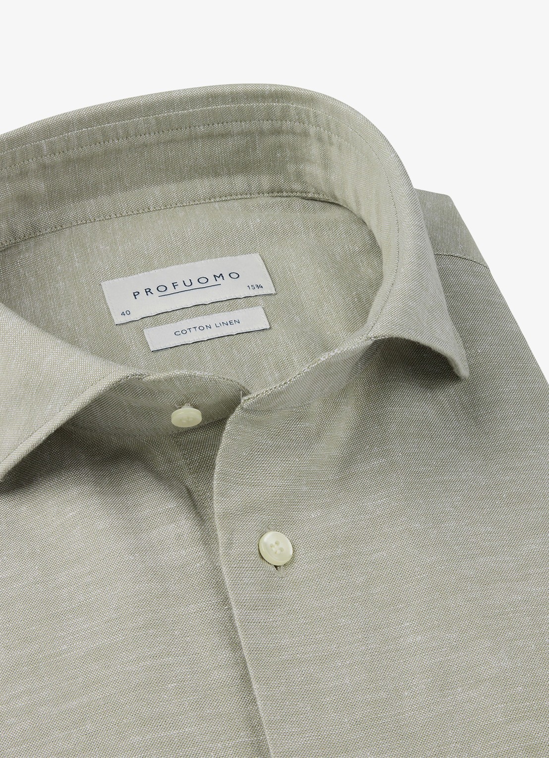 Profuomo Slim fit overhemd in linnenblend - voorkant 2 lichtgroen