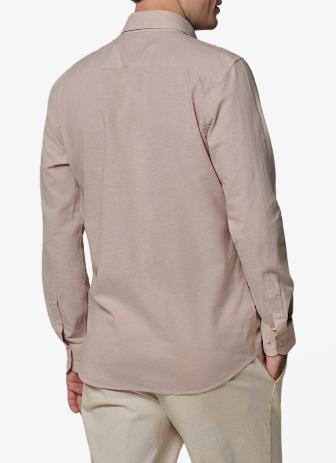 Profuomo Slim fit overhemd in linnenblend - achterkant 4 roze