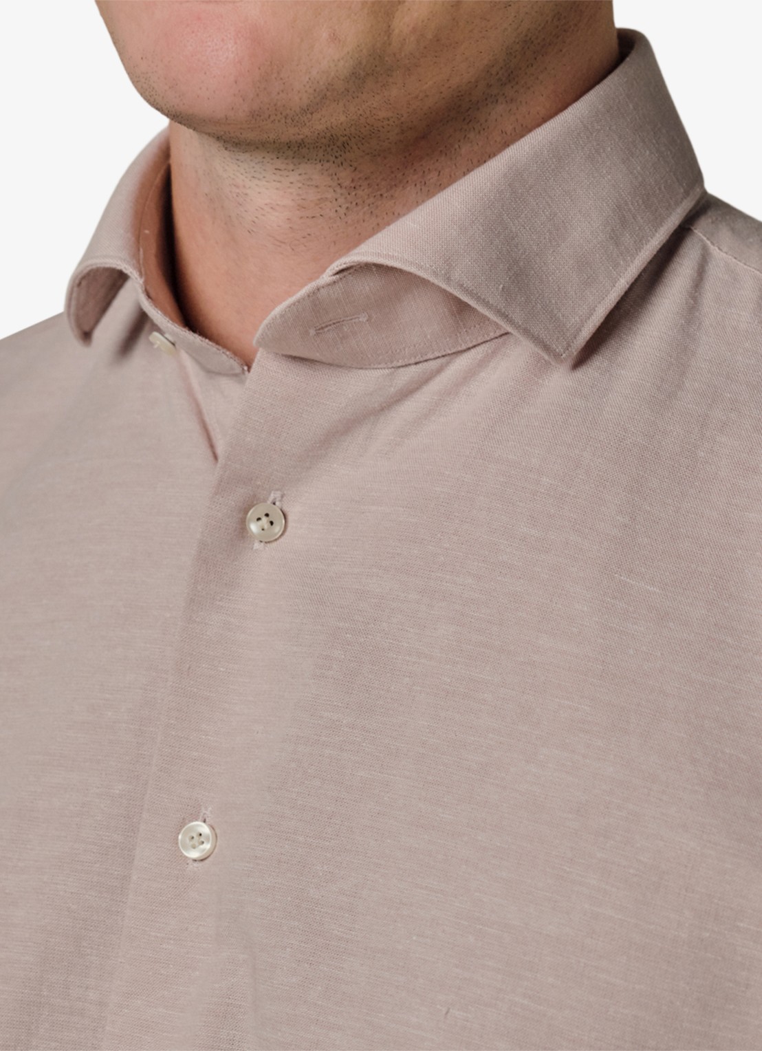 Profuomo Slim fit overhemd in linnenblend - detail 2 roze