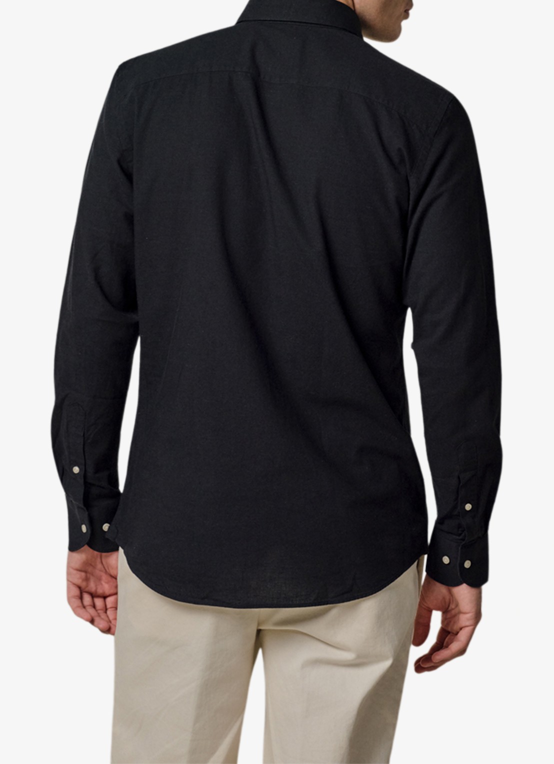 Profuomo Slim fit overhemd in linnenblend - achterkant 3 donkerblauw
