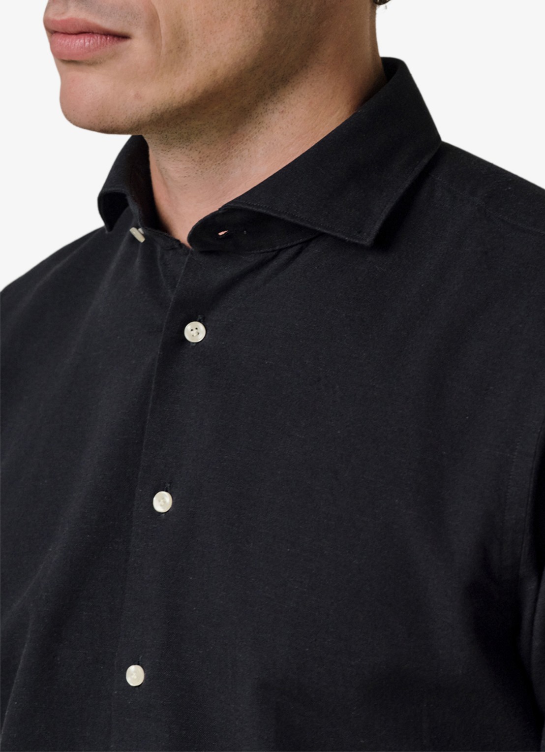 Profuomo Slim fit overhemd in linnenblend - detail 5 donkerblauw