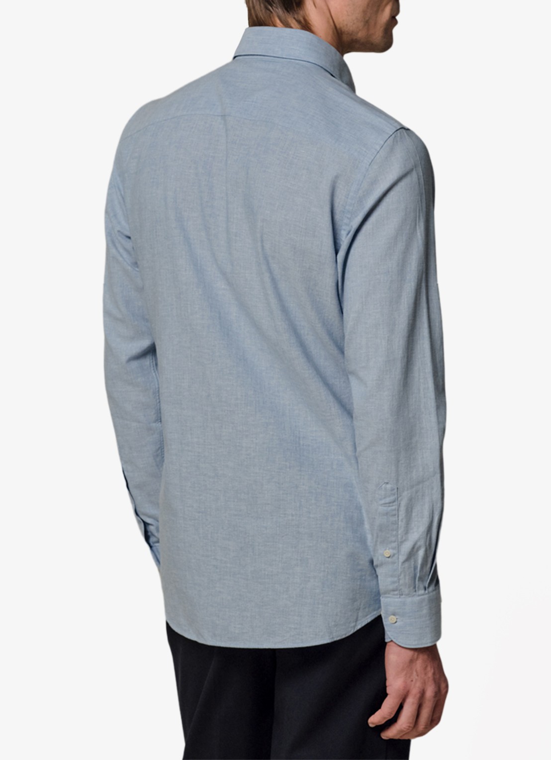 Profuomo Slim fit overhemd in linnenblend - achterkant 3 lichtblauw