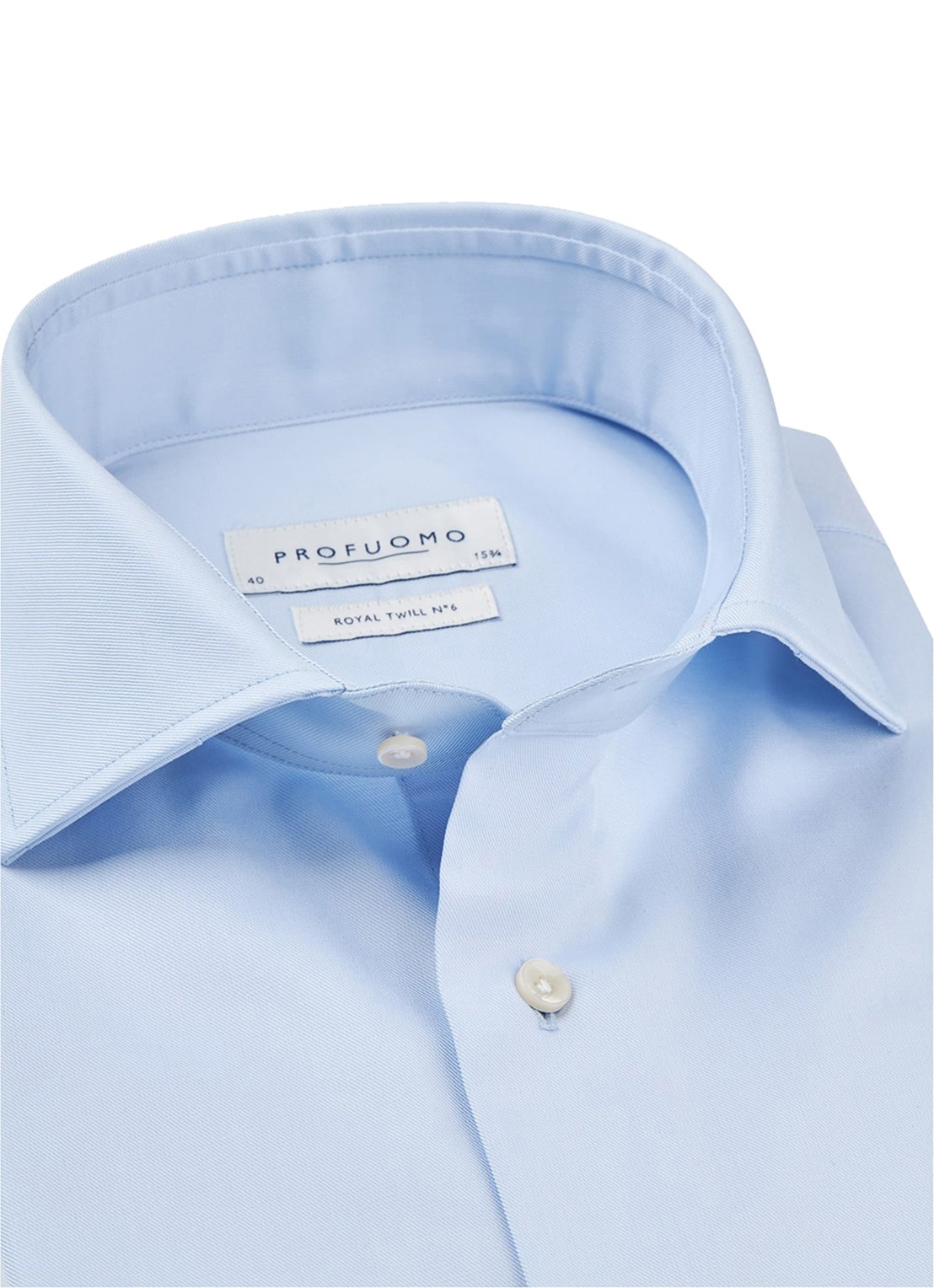 Profuomo Slim fit overhemd met cutaway kraag - detail 2 blauw