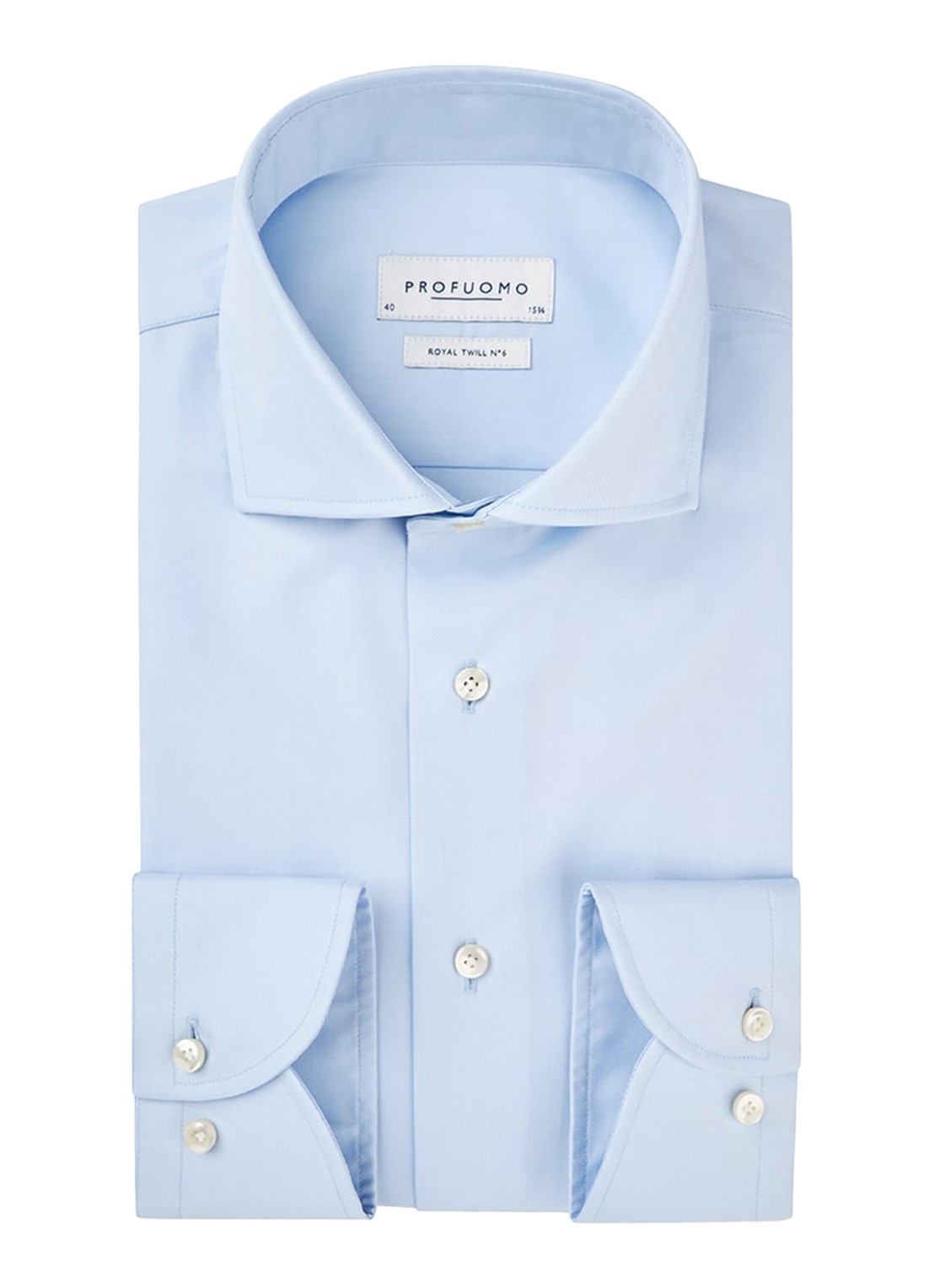 Profuomo Slim fit overhemd met cutaway kraag - voorkant blauw