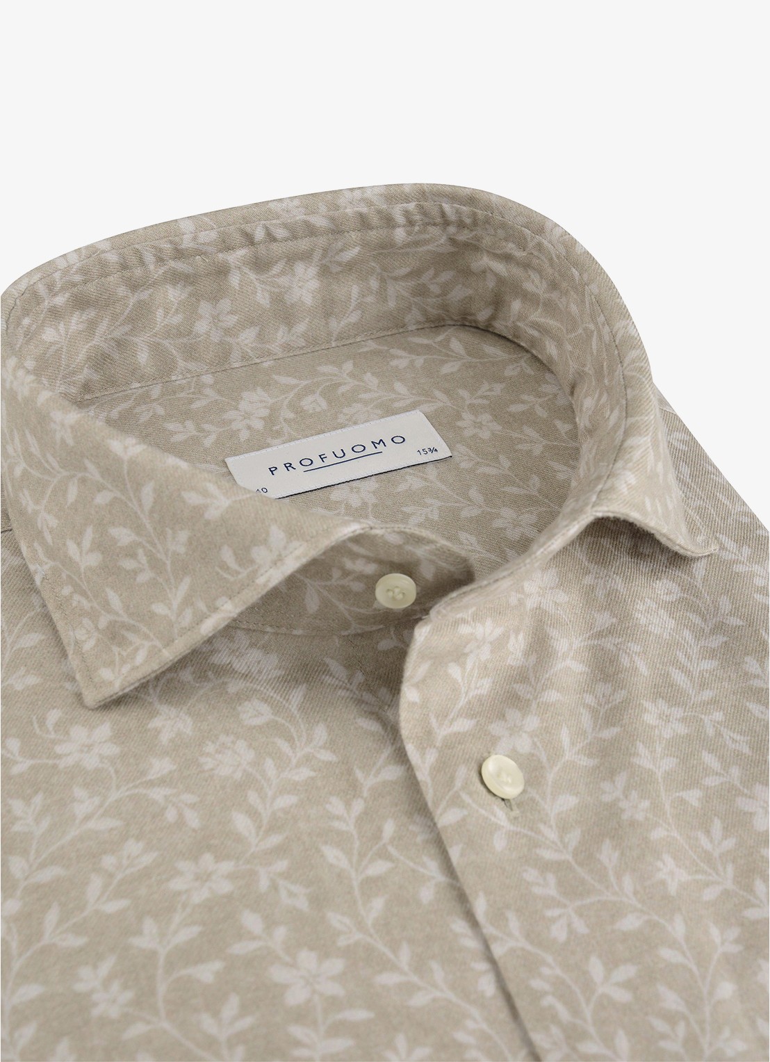 Profuomo Slim fit overhemd met print - detail 2 beige