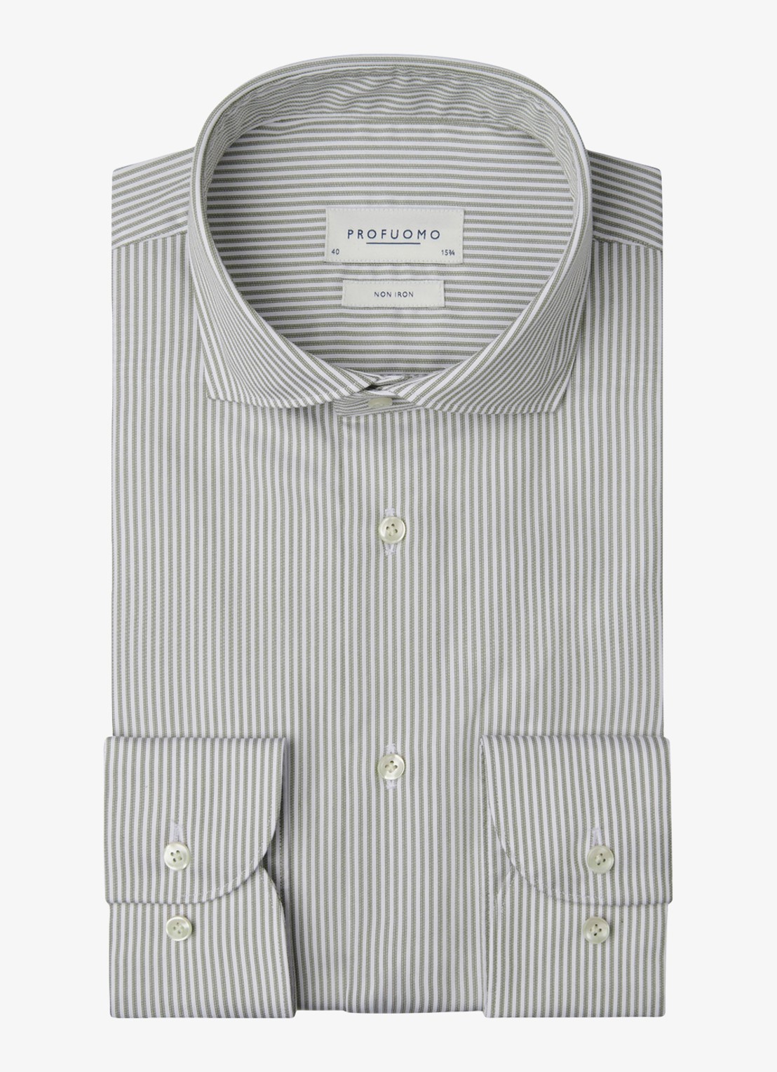 Profuomo Slim fit overhemd met streepprint - voorkant grijs