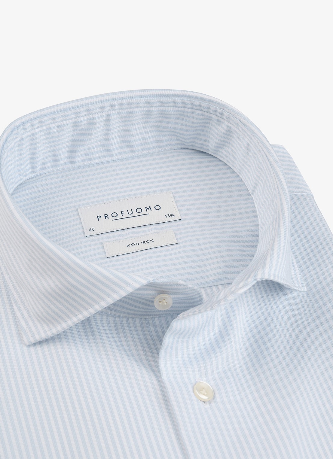 Profuomo Slim fit overhemd met streepprint - detail 2 lichtblauw
