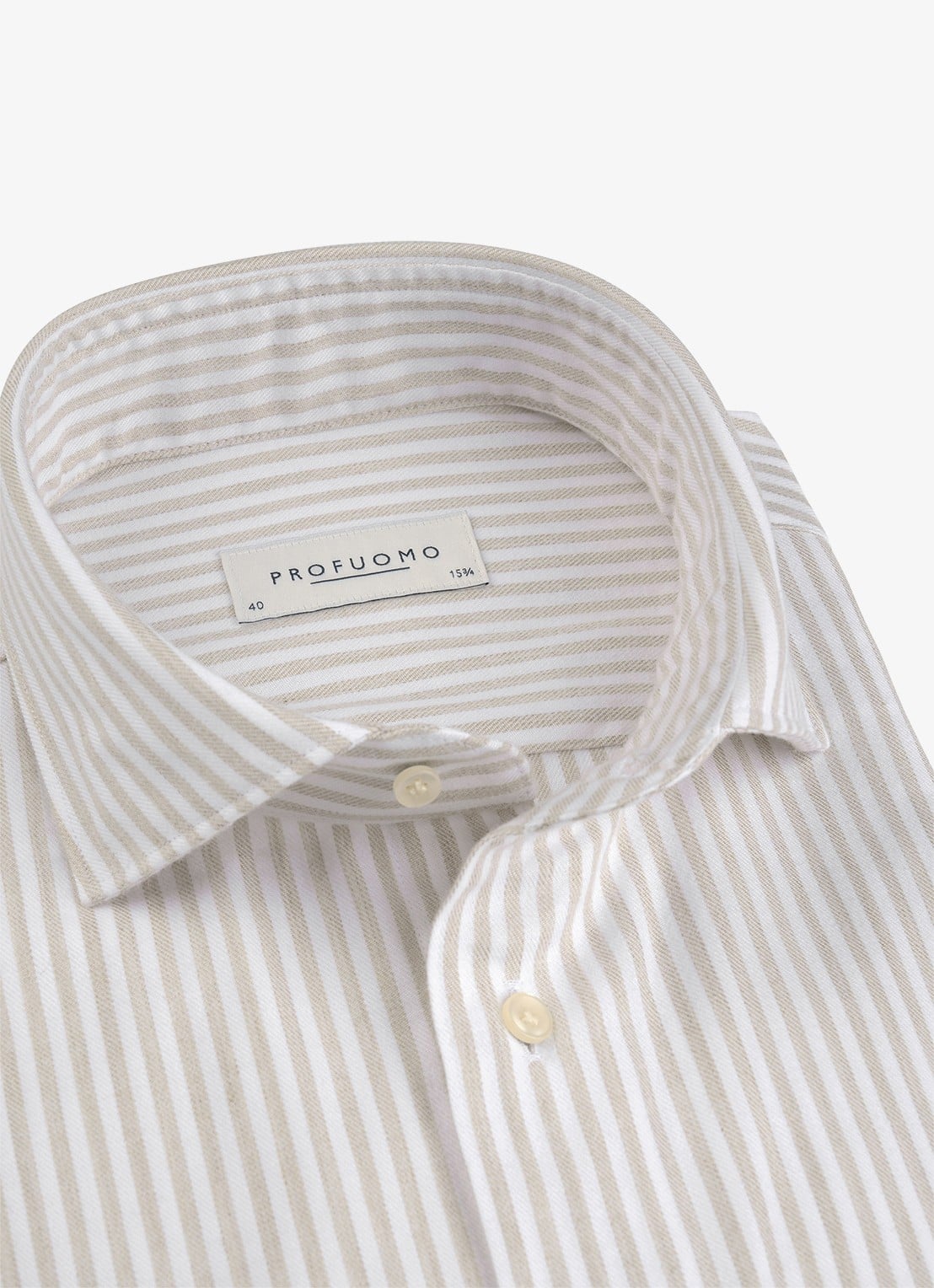 Profuomo Slim fit overhemd met streepprint - detail 2 beige