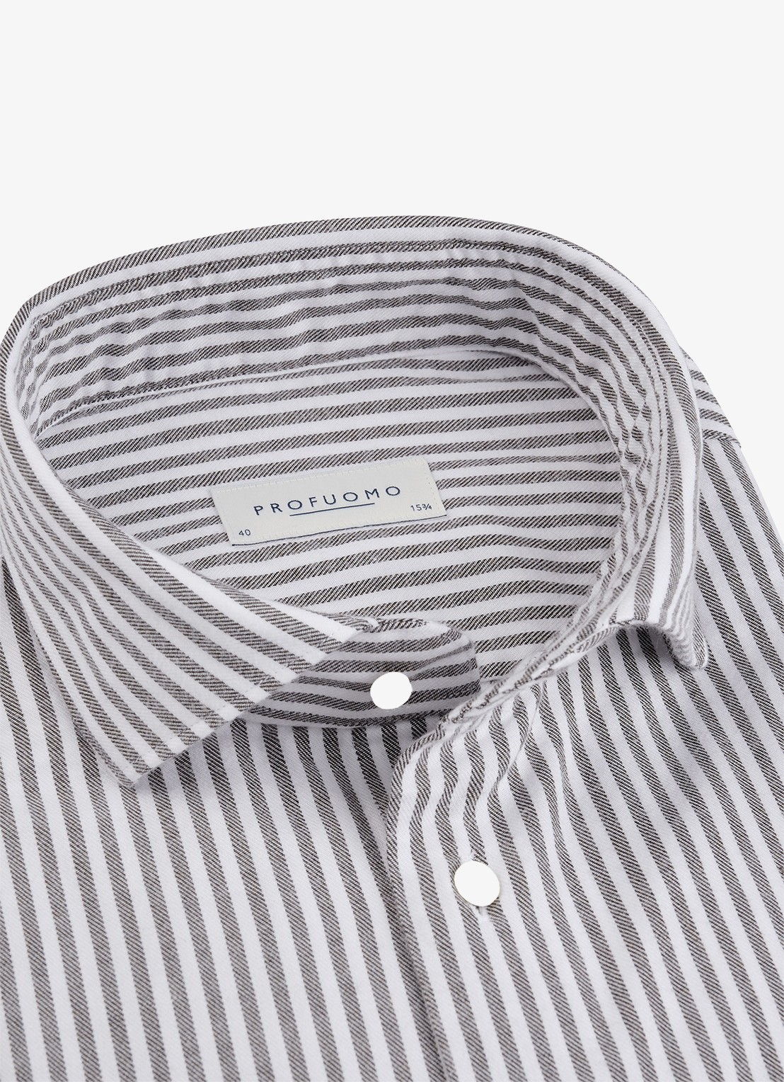 Profuomo Slim fit overhemd met streepprint - detail 2 bruin