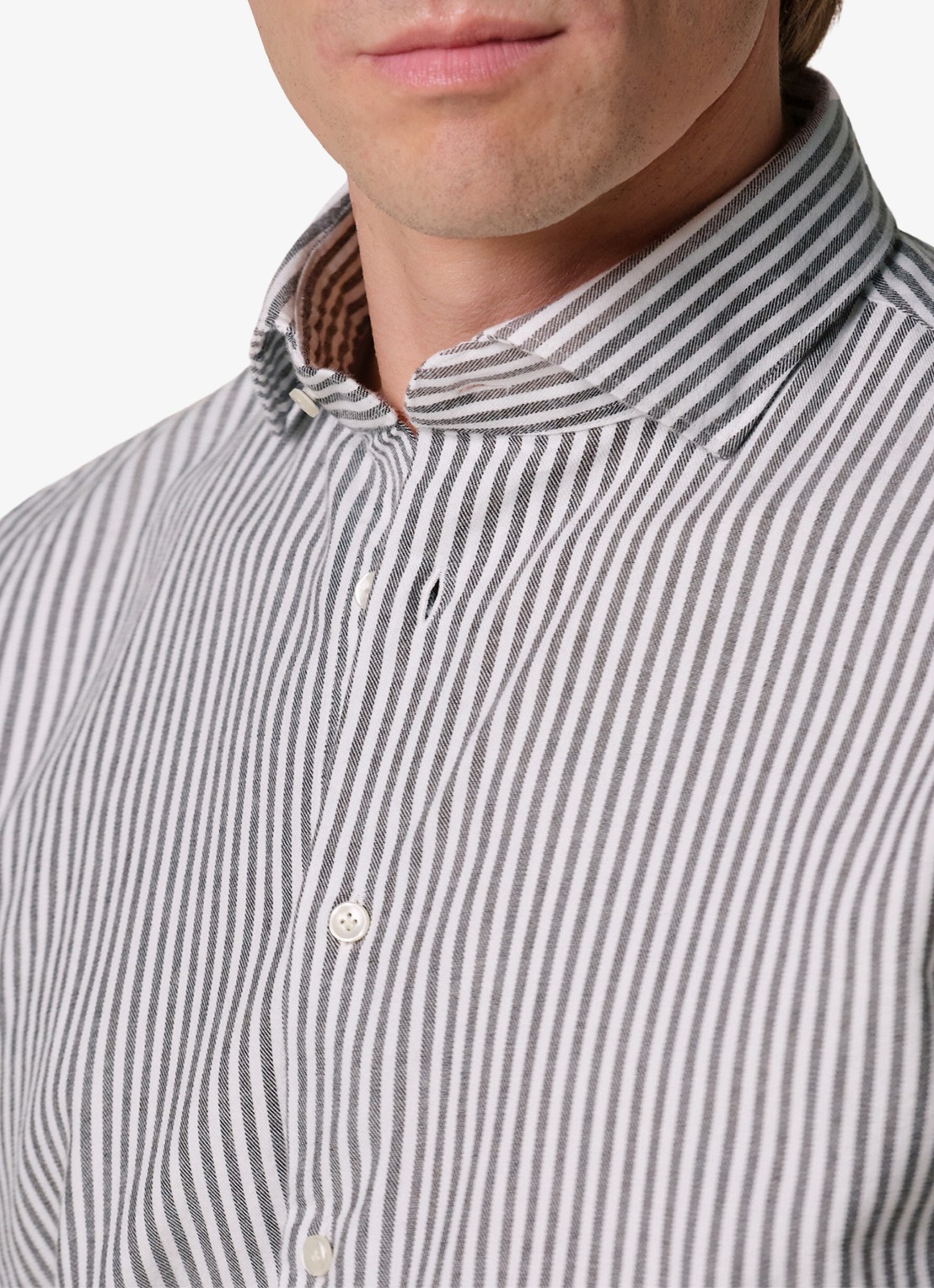 Profuomo Slim fit overhemd met streepprint - detail 3 bruin