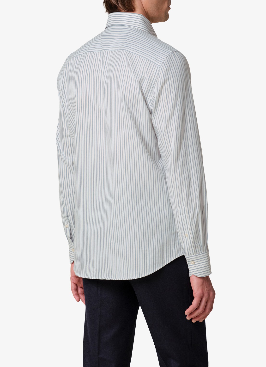 Profuomo Slim fit overhemd met streepprint - achterkant 4 blauw