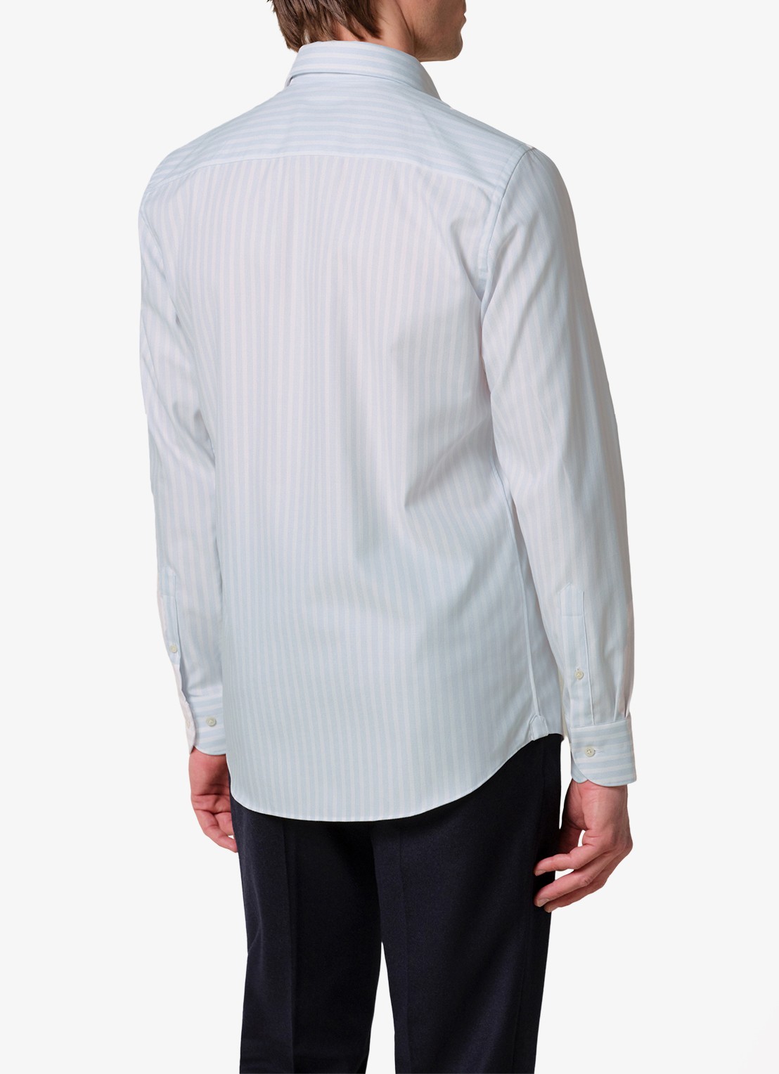 Profuomo Slim fit overhemd met streepprint - achterkant 4 lichtblauw
