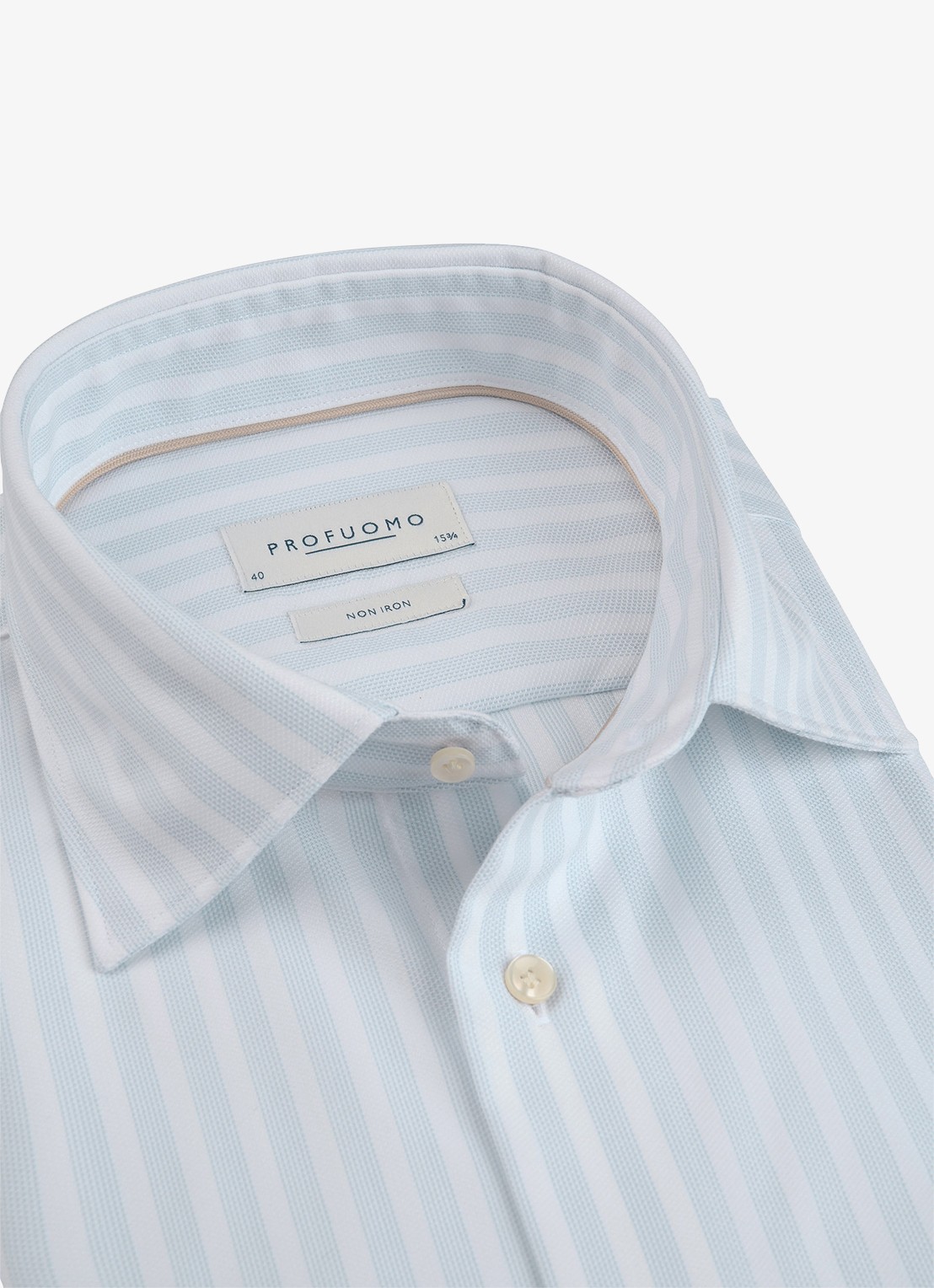 Profuomo Slim fit overhemd met streepprint - detail 2 lichtblauw