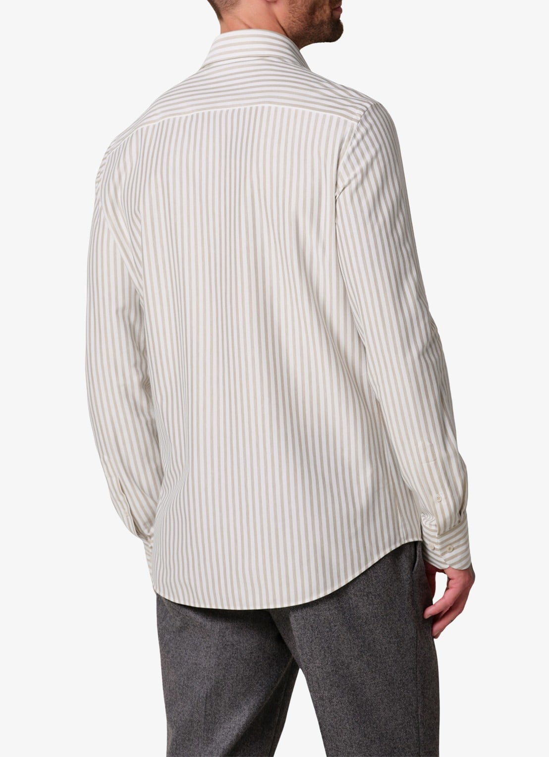 Profuomo Slim fit overhemd met streepprint - achterkant 6 beige