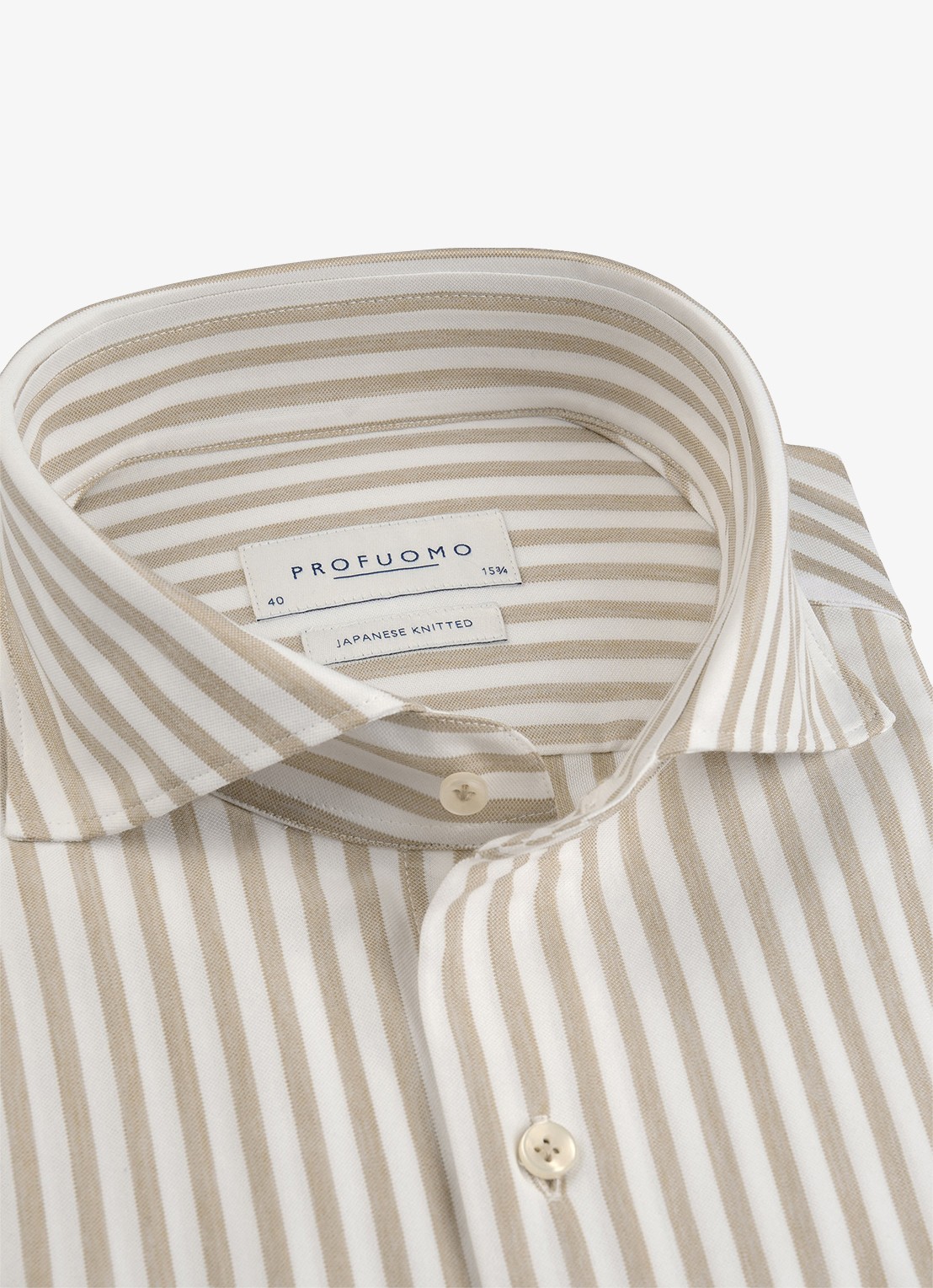 Profuomo Slim fit overhemd met streepprint - detail 4 beige