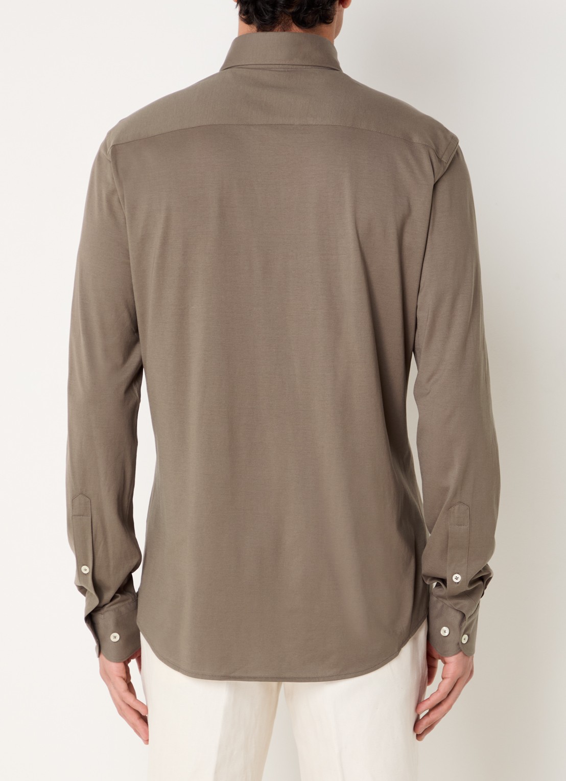 Profuomo Slim fit overhemd met stretch  - achterkant bruin