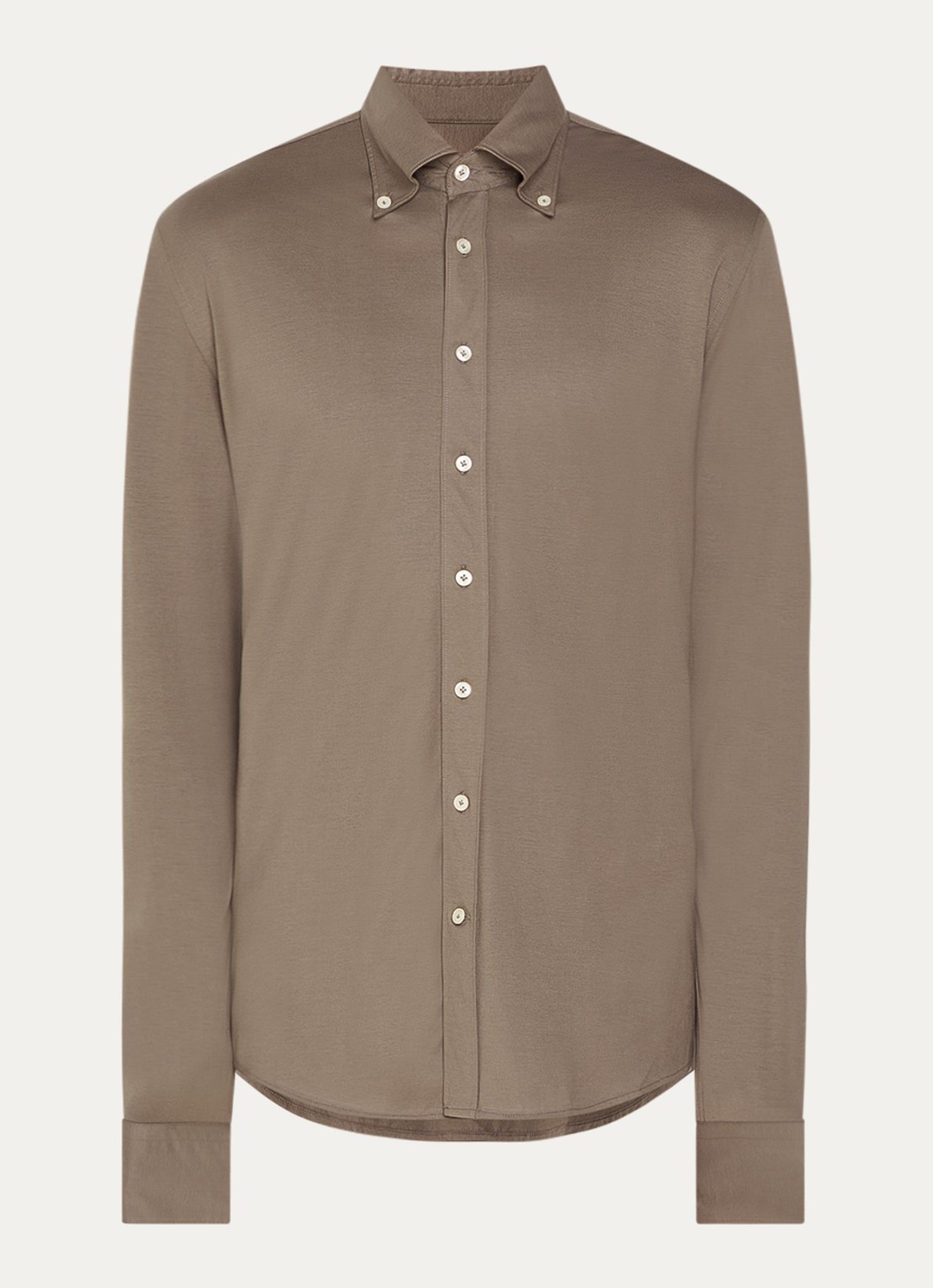 Profuomo Slim fit overhemd met stretch  - voorkant 2 bruin