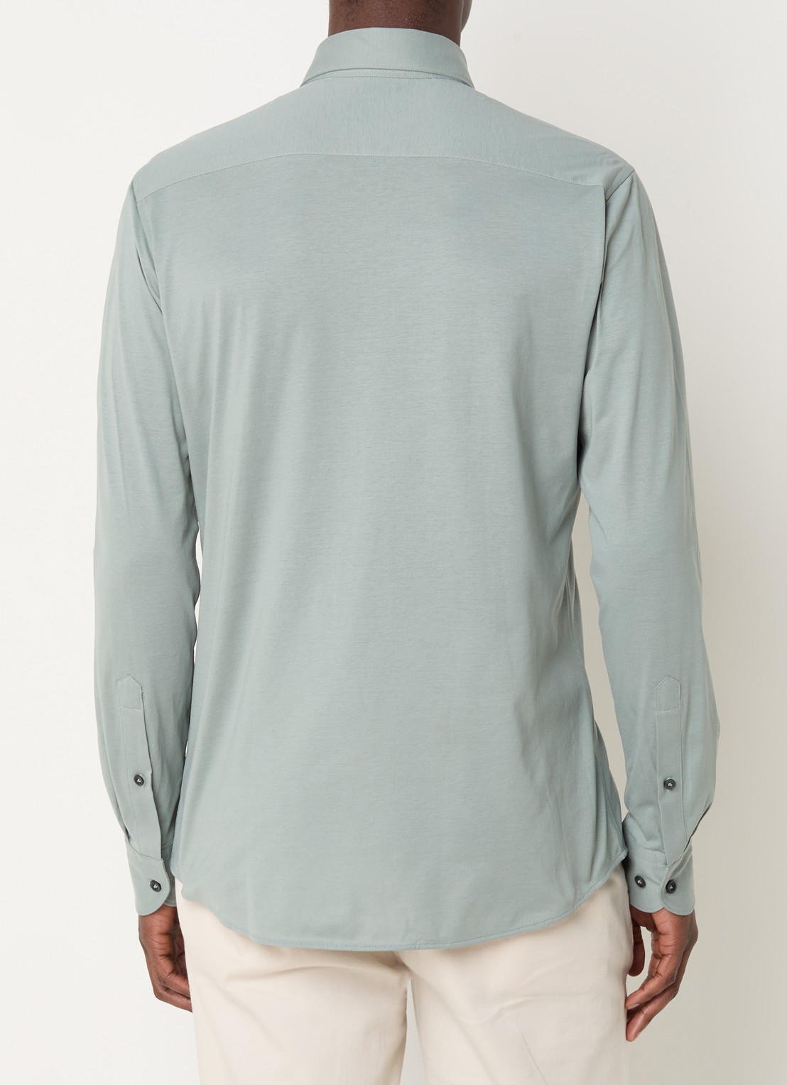 Profuomo Slim fit overhemd met stretch  - achterkant 3 lindegroen