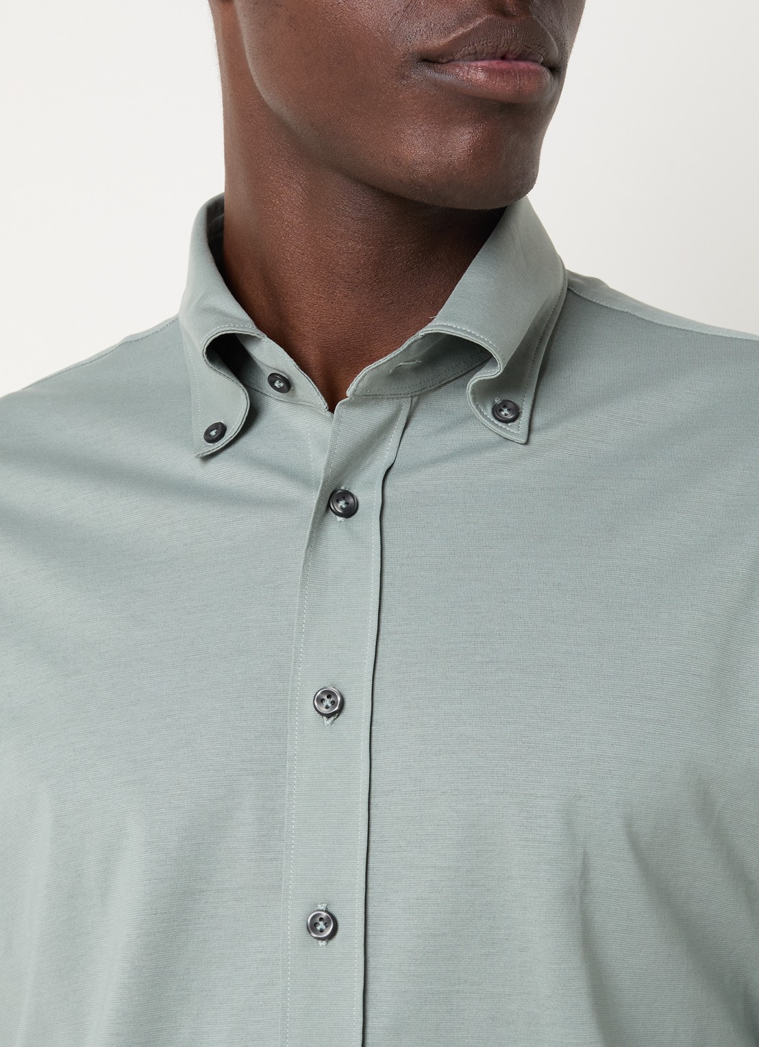 Profuomo Slim fit overhemd met stretch  - detail 2 lindegroen