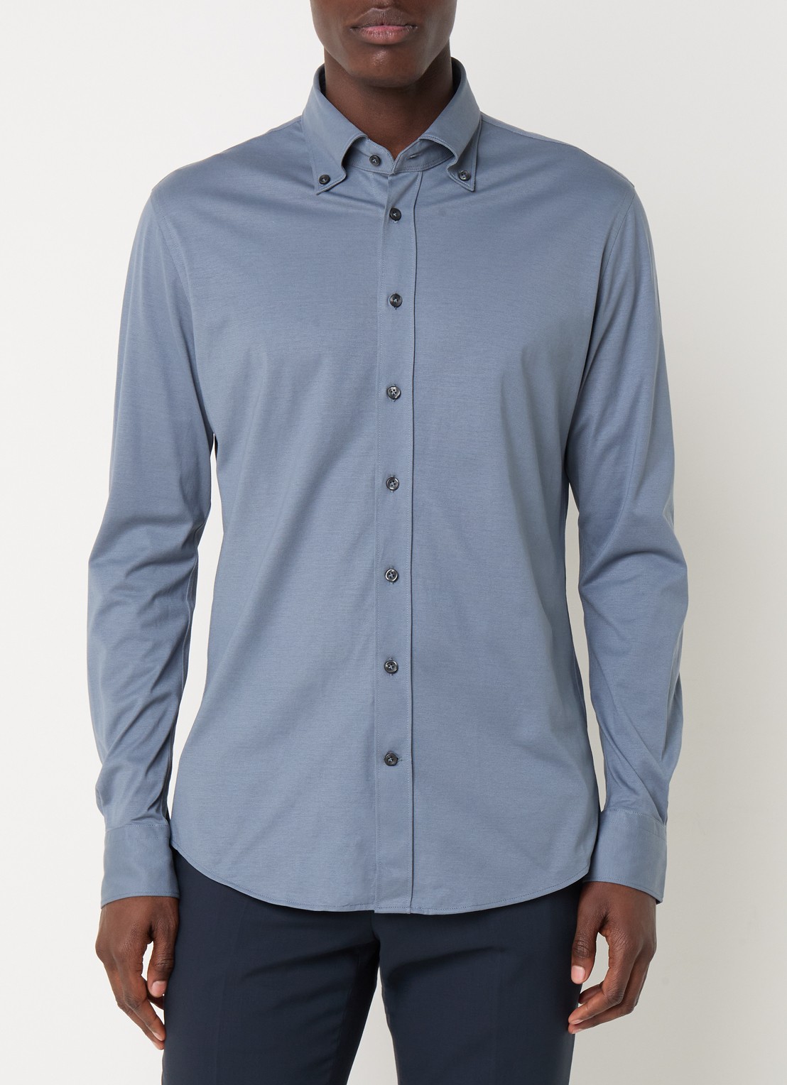 Profuomo Slim fit overhemd met stretch  - detail 4 indigo
