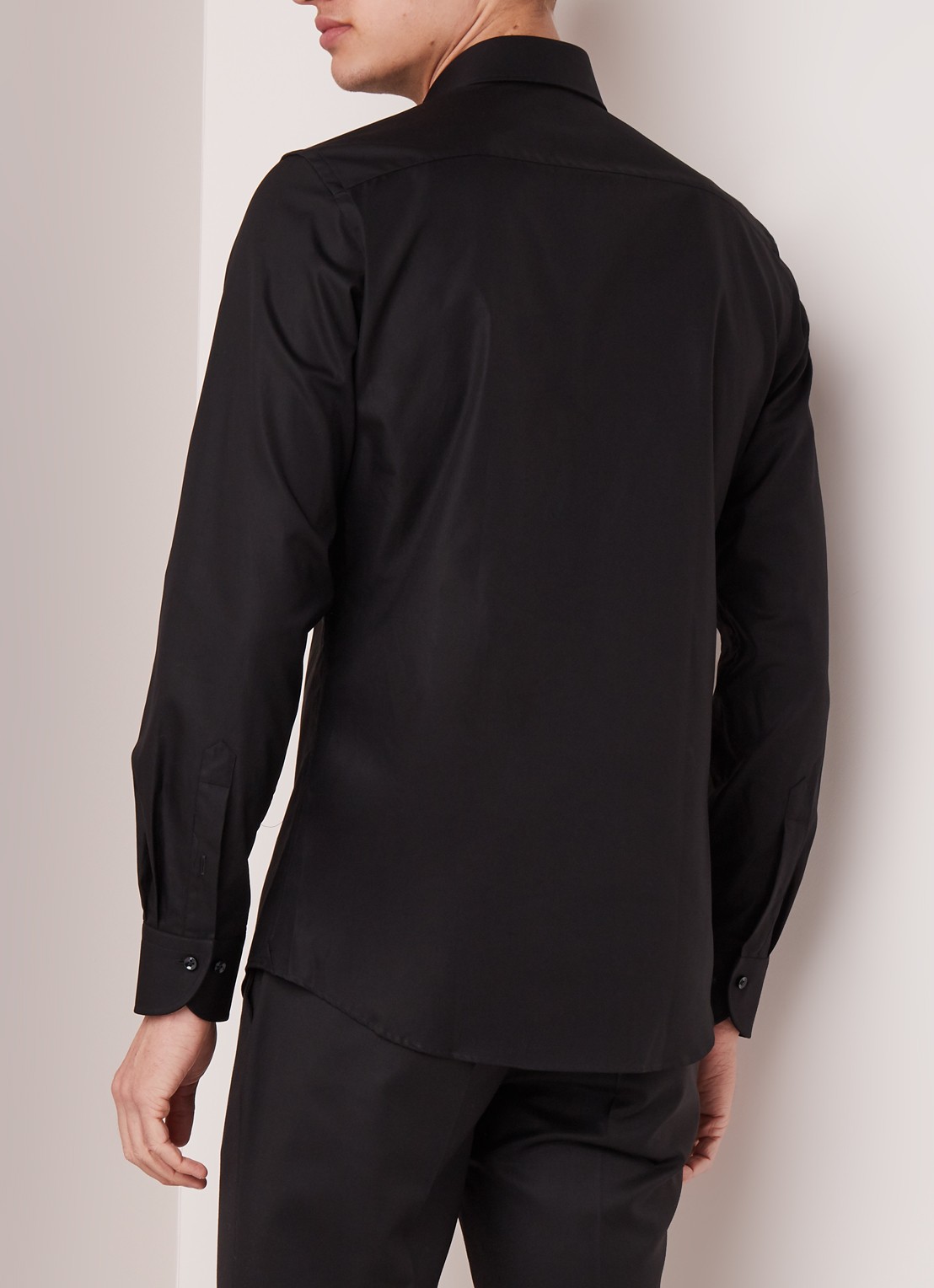 Profuomo Slim fit overhemd met wide spread-kraag - achterkant zwart