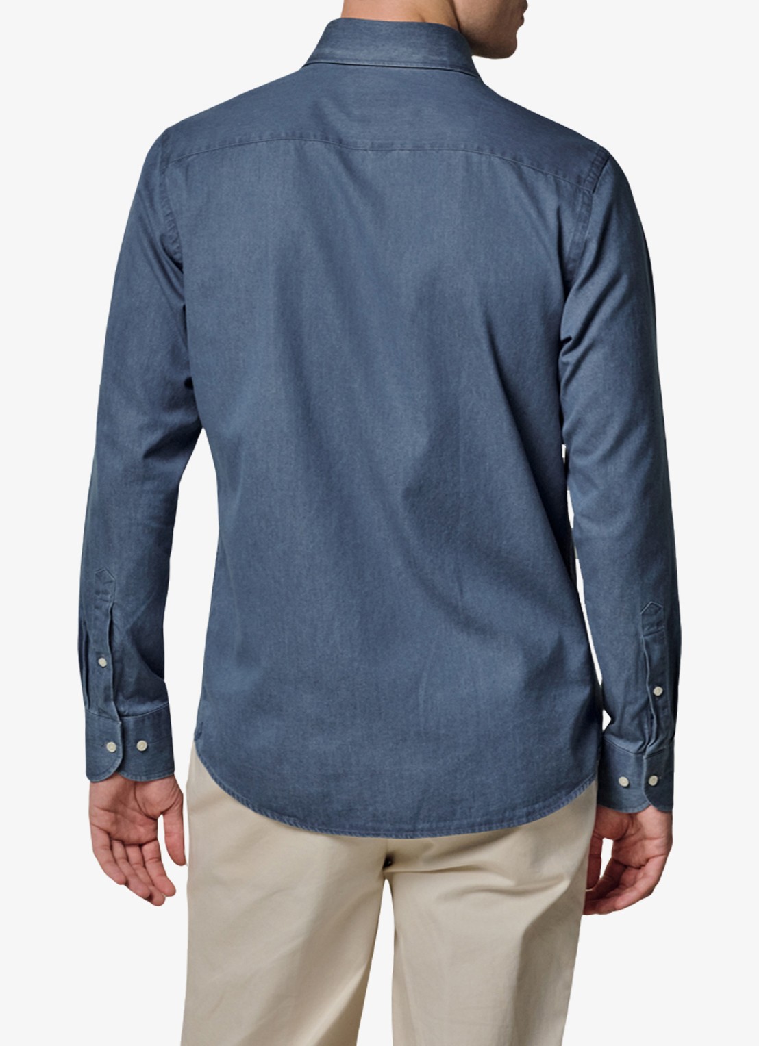 Profuomo Slim fit overhemd van denim - achterkant 3 indigo