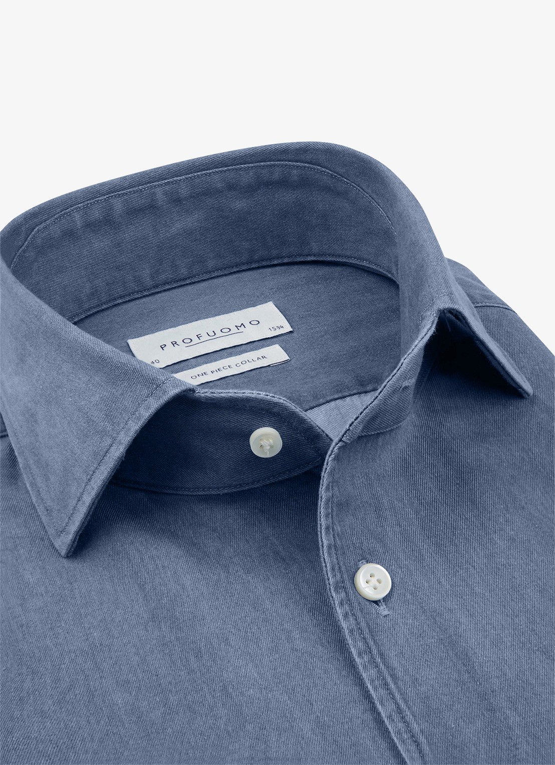 Profuomo Slim fit overhemd van denim - detail 5 indigo