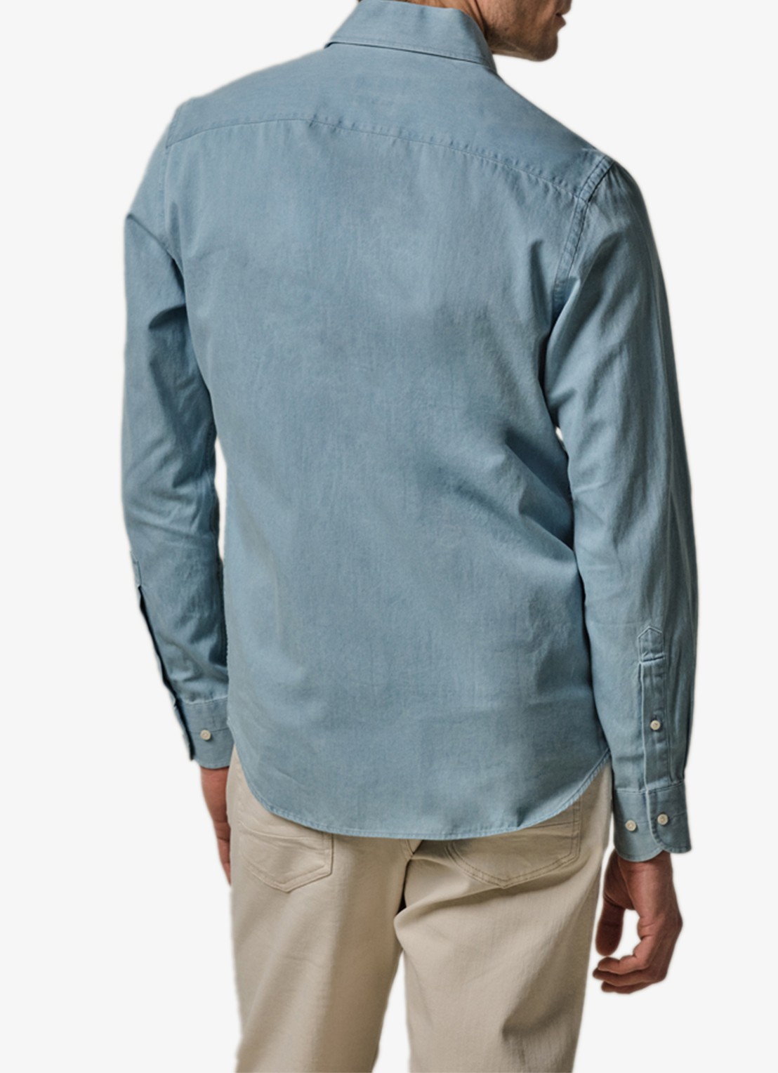 Profuomo Slim fit overhemd van denim - achterkant 6 blauw