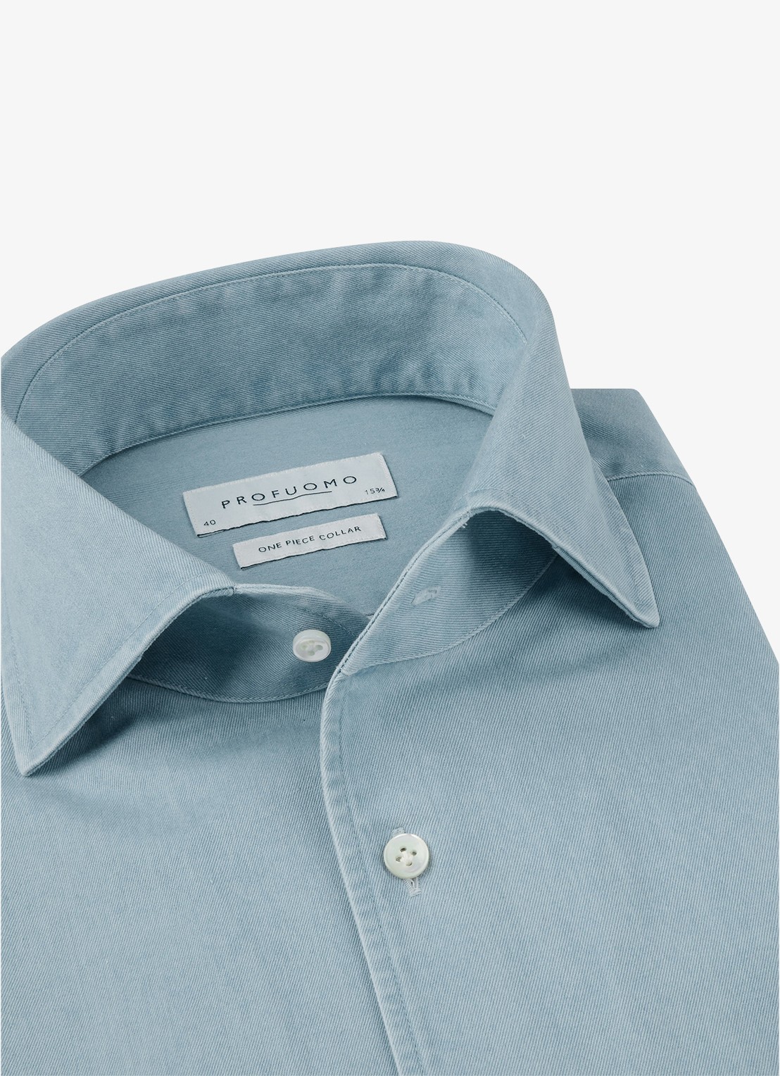 Profuomo Slim fit overhemd van denim - detail 2 blauw