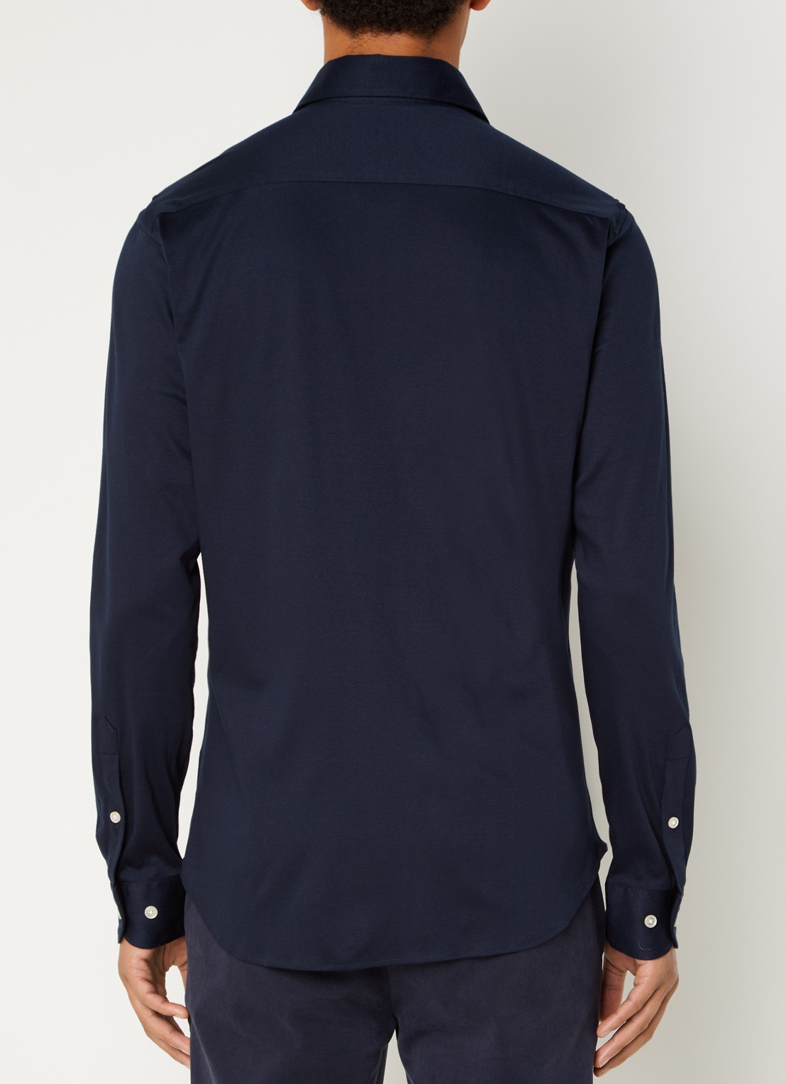 Profuomo Slim fit overhemd van jersey - achterkant 3 blauw