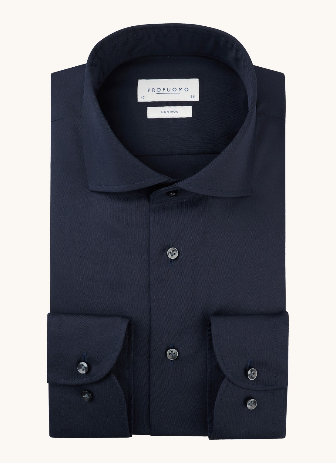Profuomo Slim fit overhemd van katoen - voorkant 3 donkerblauw