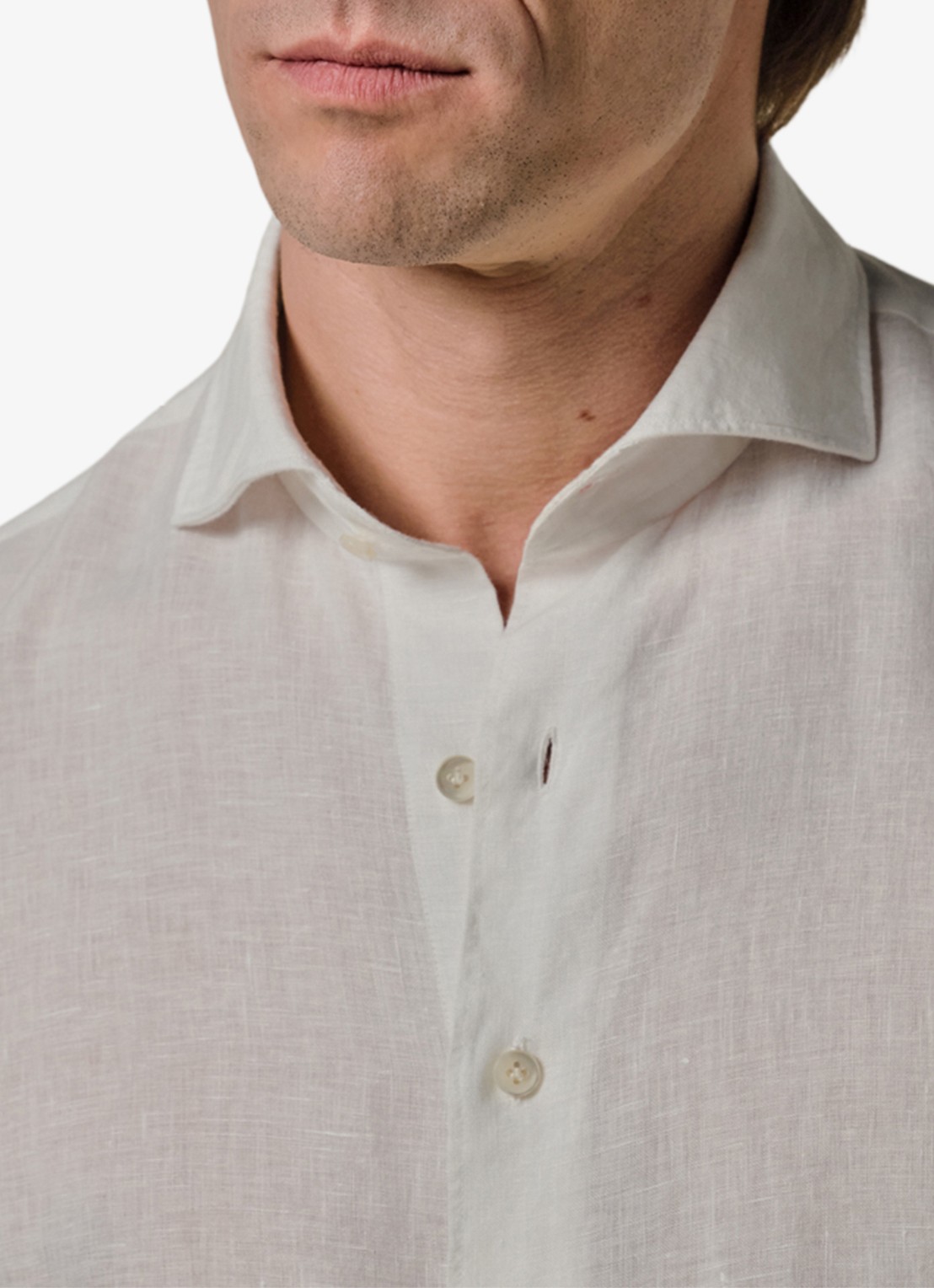 Profuomo Slim fit overhemd van linnen - detail 2 wit