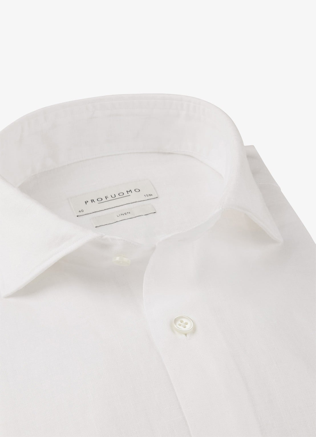 Profuomo Slim fit overhemd van linnen - detail 3 wit