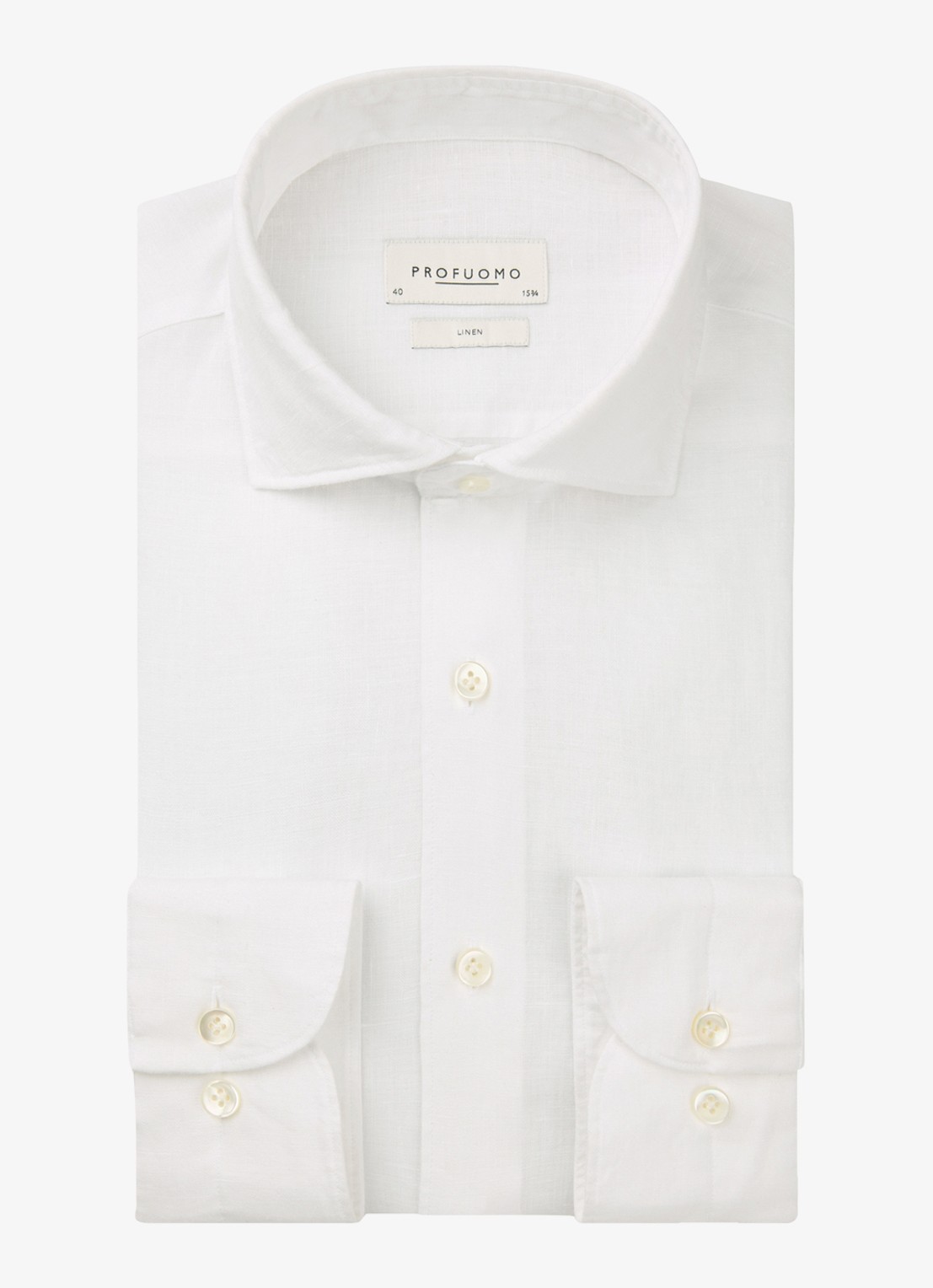 Profuomo Slim fit overhemd van linnen - voorkant 5 wit