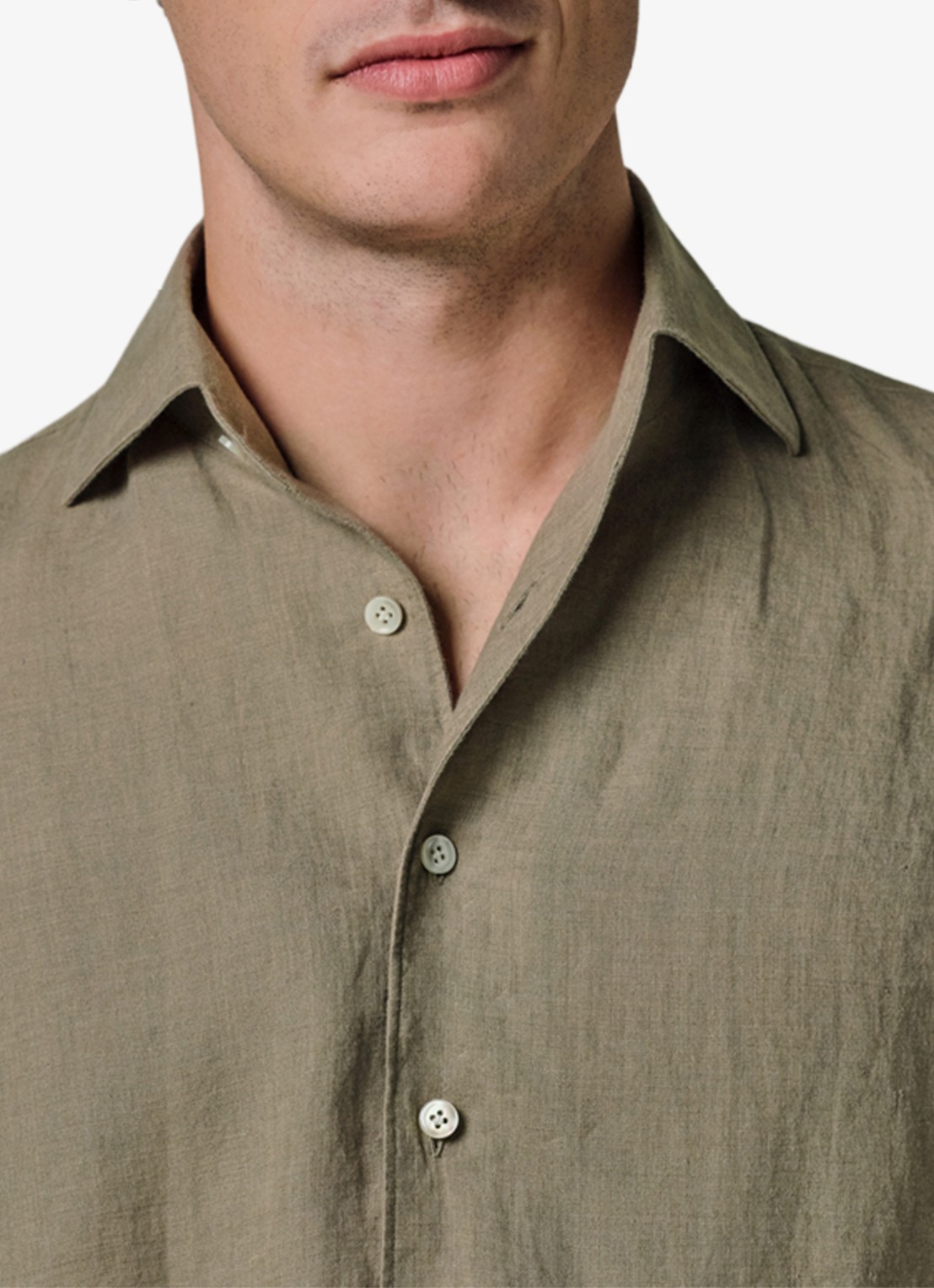 Profuomo Slim fit overhemd van linnen - detail 5 middengroen