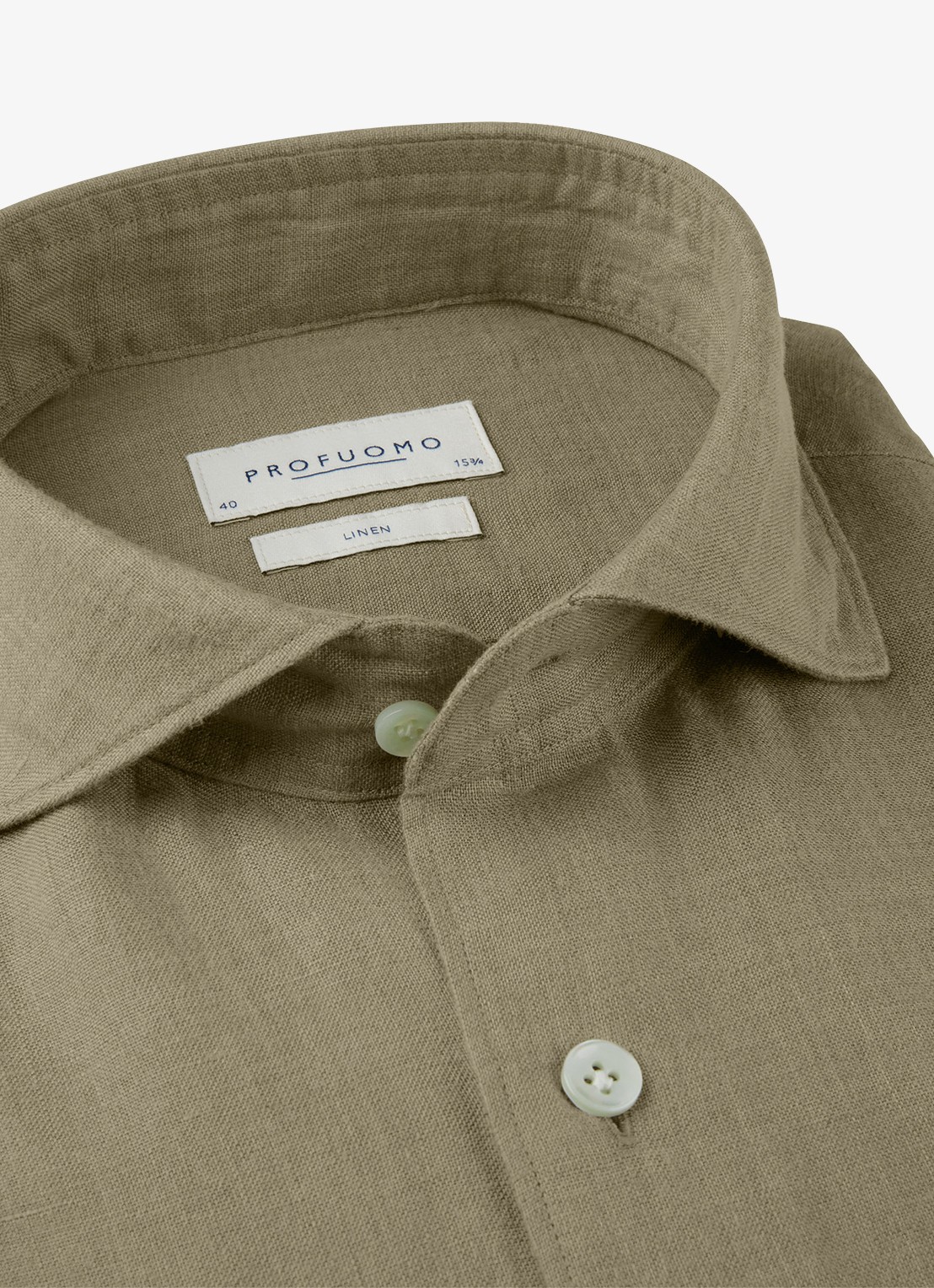 Profuomo Slim fit overhemd van linnen - detail 6 middengroen