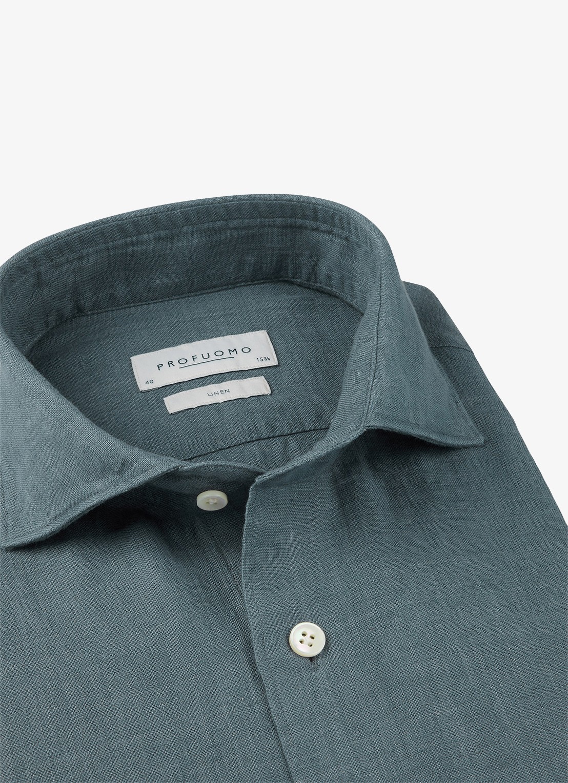 Profuomo Slim fit overhemd van linnen - detail 5 blauwgrijs