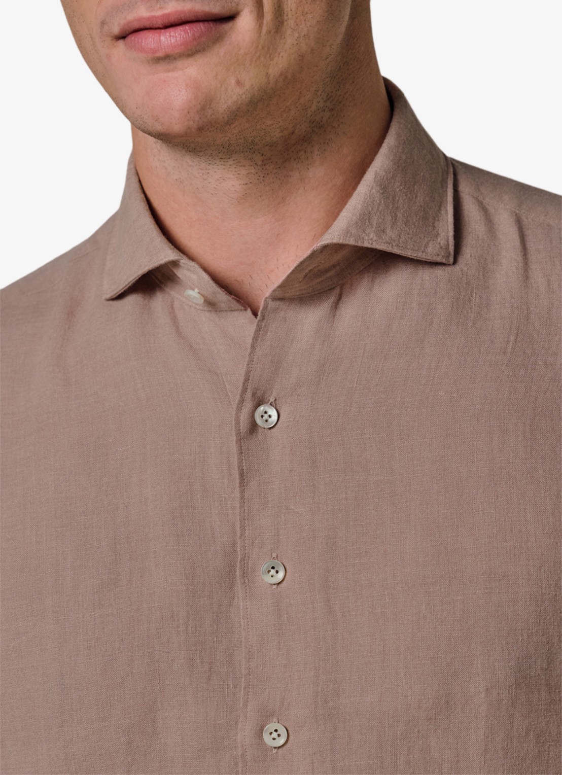 Profuomo Slim fit overhemd van linnen - detail 5 roze
