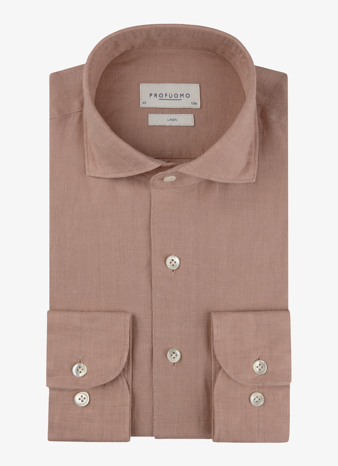 Profuomo Slim fit overhemd van linnen - voorkant 2 roze