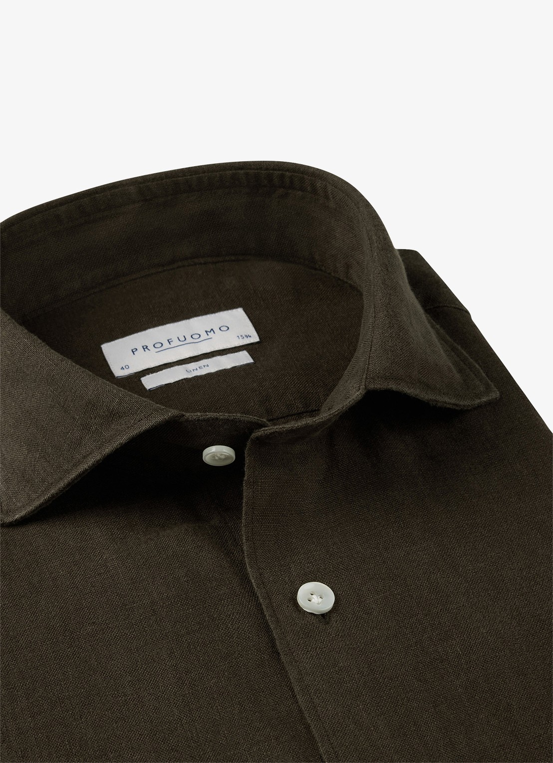 Profuomo Slim fit overhemd van linnen - detail 3 bruin