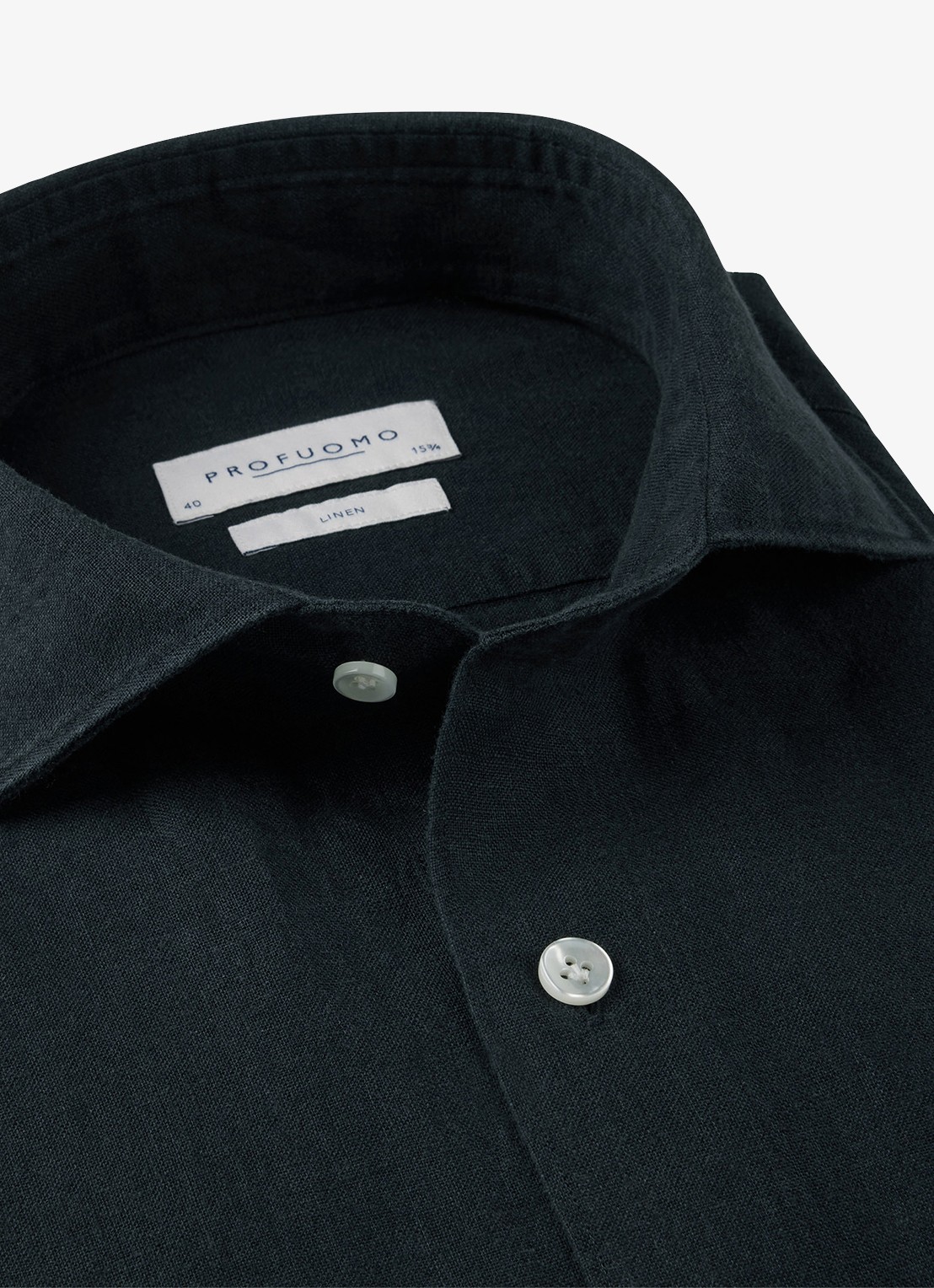 Profuomo Slim fit overhemd van linnen - detail 6 blauw